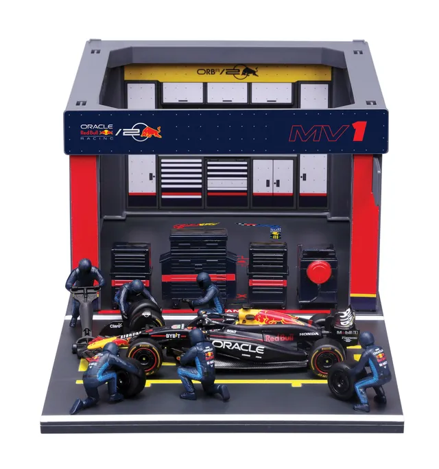bburago-f1-red-bull-pit-stop-rb20-2024-1-max-verstappen-playset-diorama-1-43 image 1