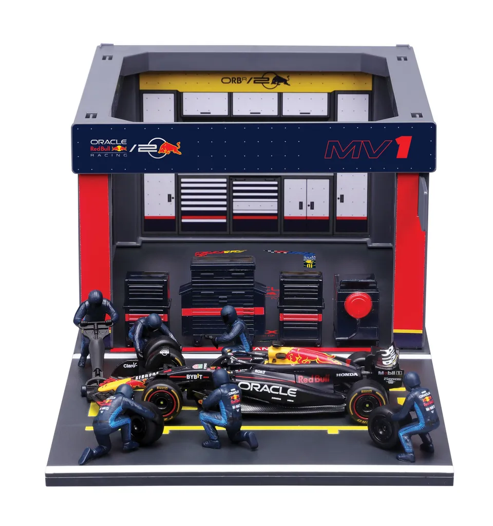 bburago-f1-red-bull-pit-stop-rb20-2024-1-max-verstappen-playset-diorama-1-43 image 1