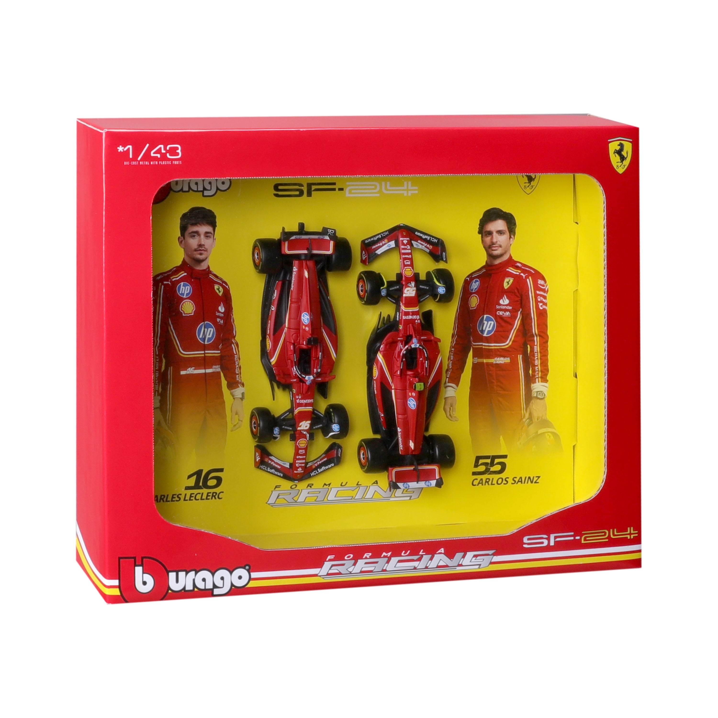 bburago-set-2-ferrari-sf-24-leclerc-16-sainz-55-f1-2024-imola-miniatures-f1-1-43 image 4
