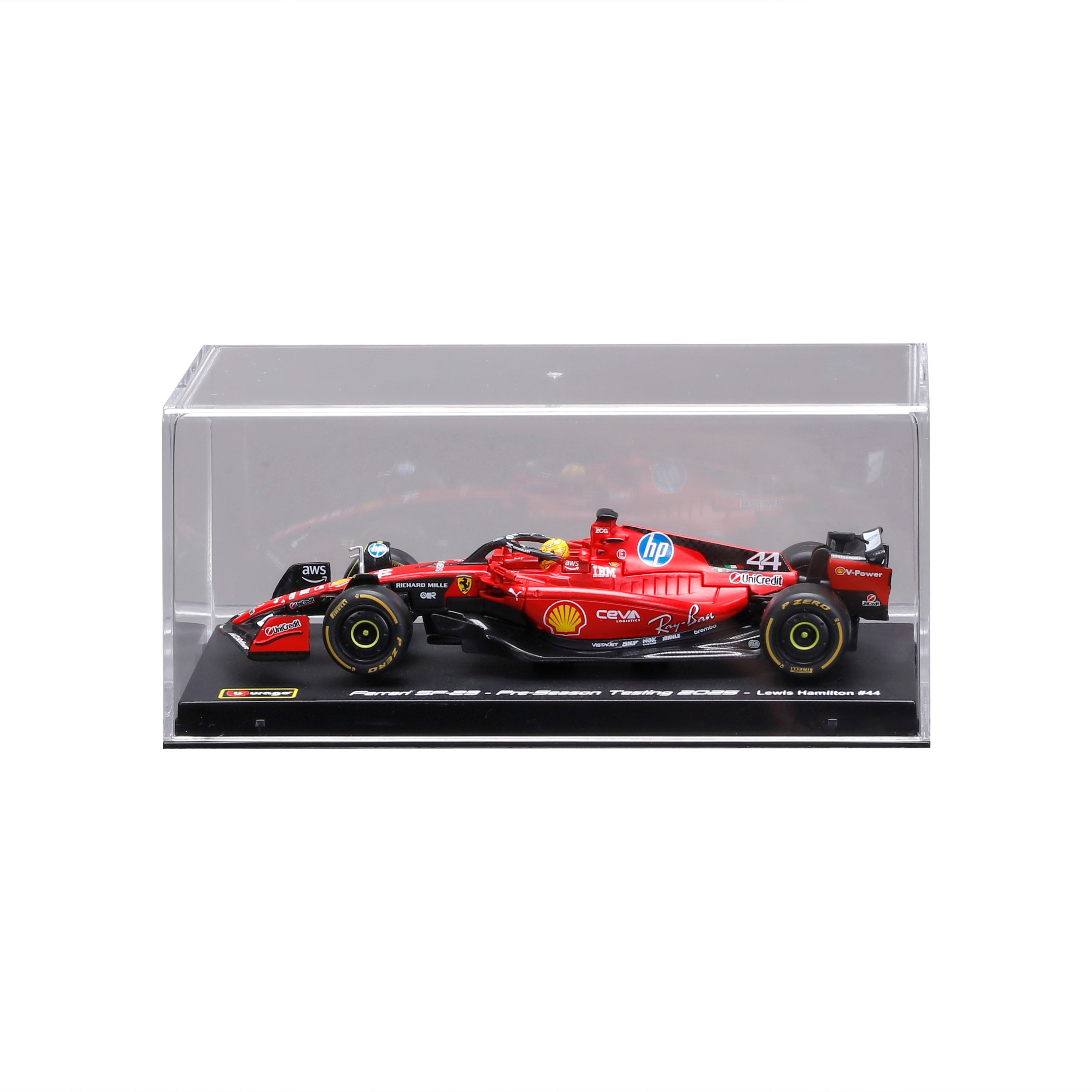 bburago-ferrari-sf-23-test-fiorano-hamilton-1-43-vitrine image 3