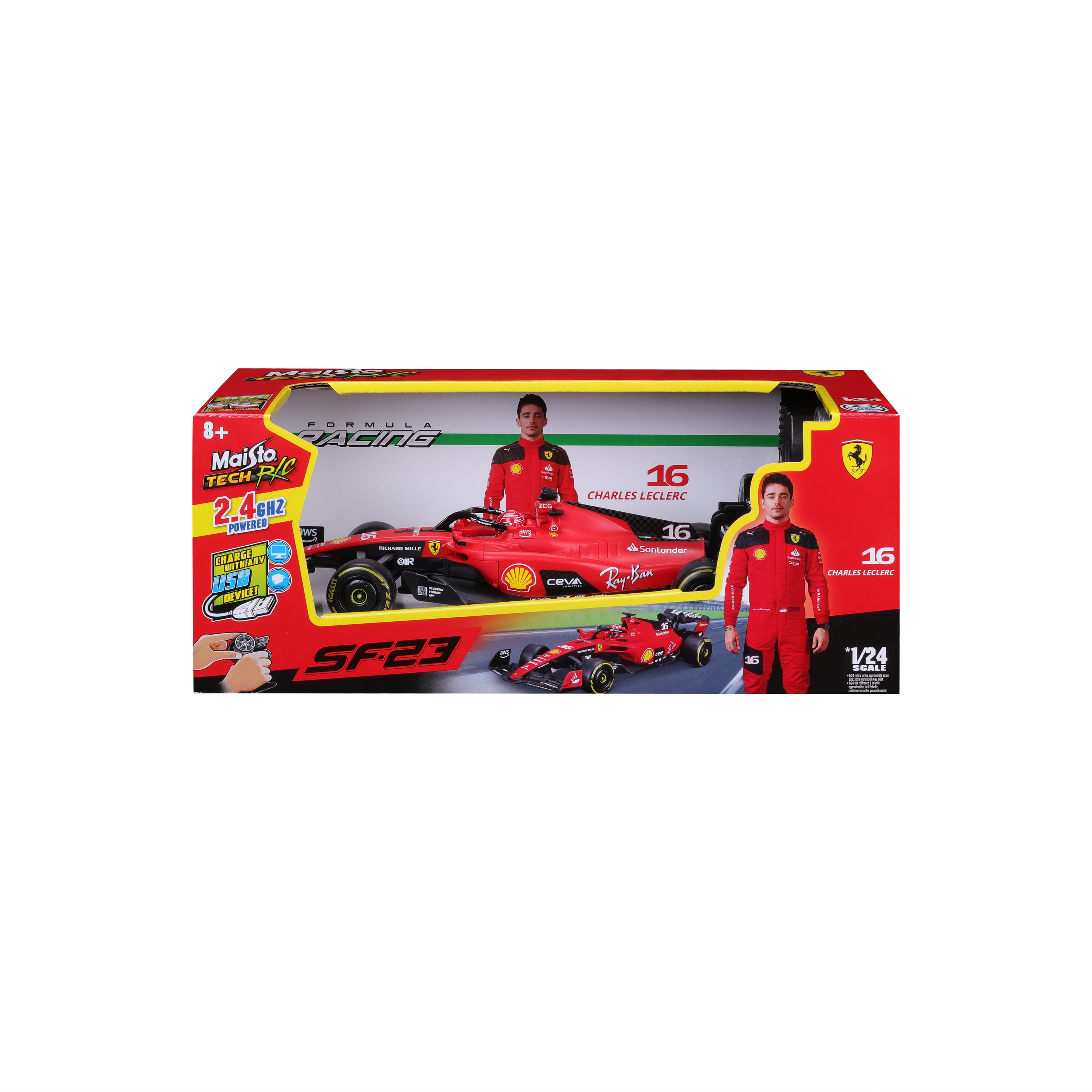 maisto-tech-ferrari-sf-23-16-leclerc-voiture-radiocommand-e-1-24 image 1