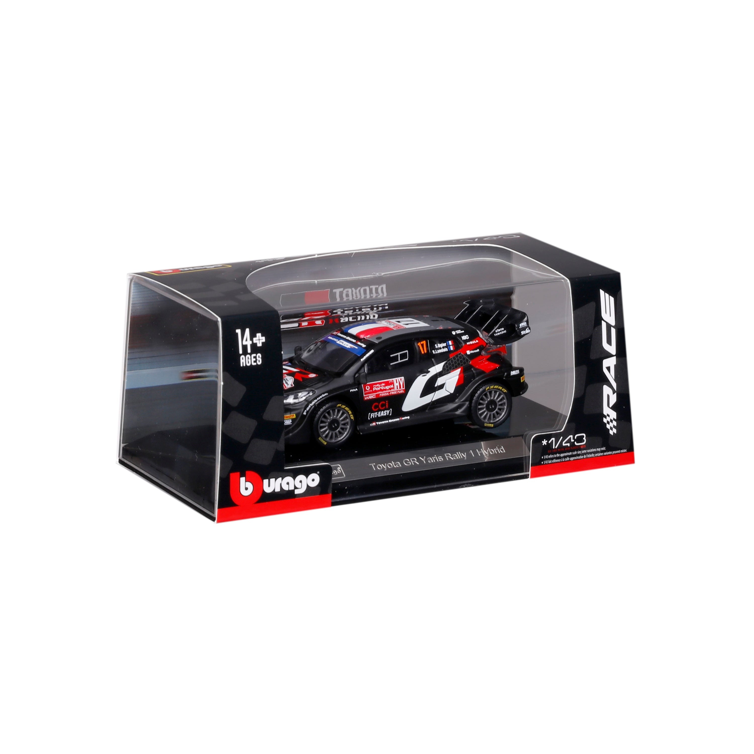 bburago-toyota-gr-yaris-rally-1-hybrid-17-ogier-maquette-1-43-avec-teca-d-exposi image 1
