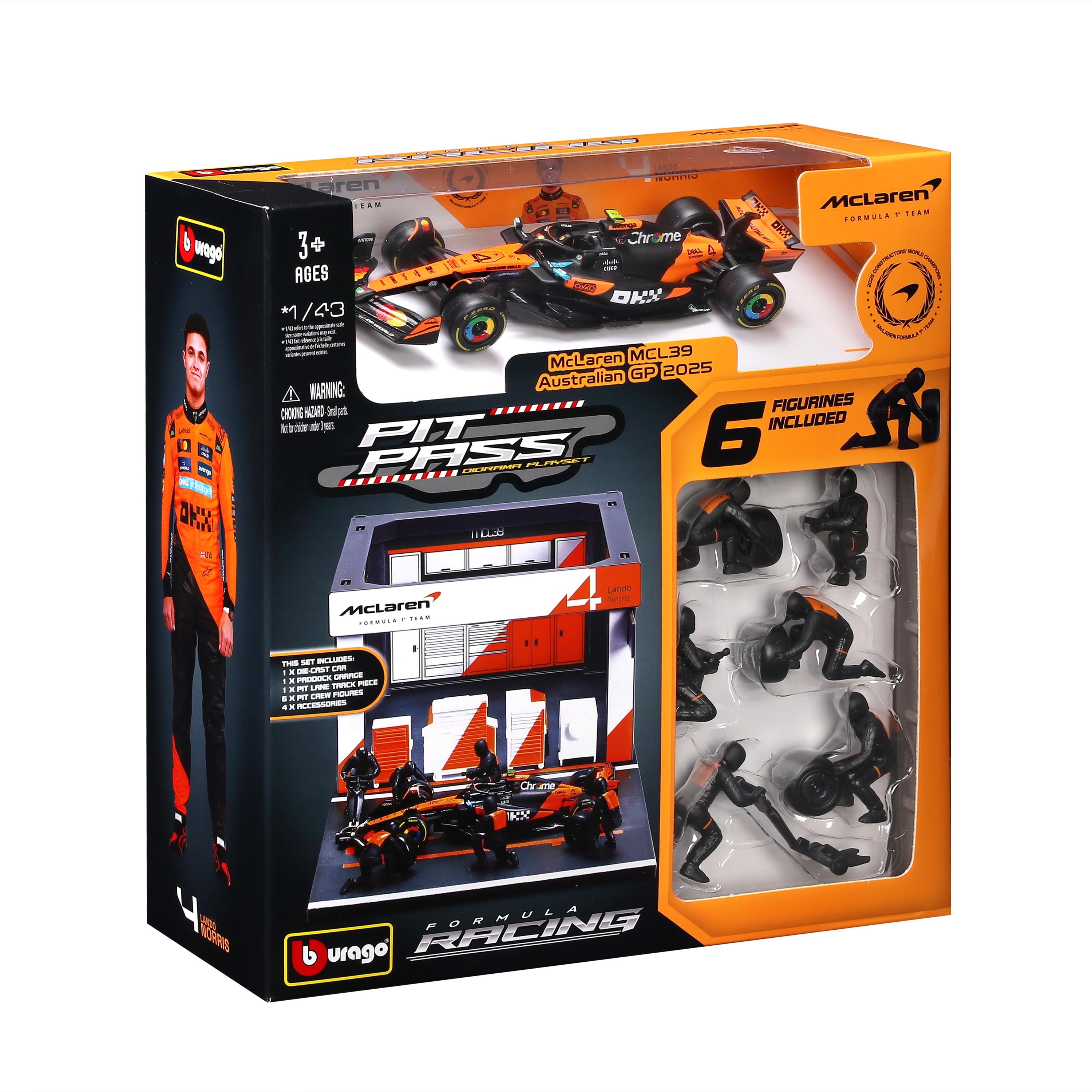 bburago-pit-stop-mclaren-mcl39-2025-4-norris-playset-diorama-f1-1-43 image 2