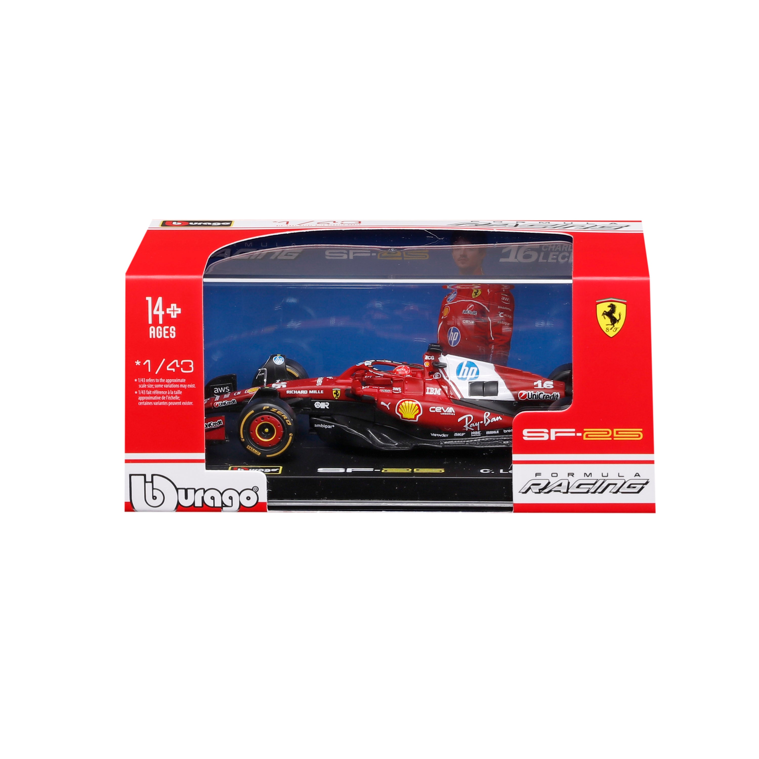 bburago-ferrari-sf-25-charles-leclerc-16-f1-2025-voiture-miniature-1-43-avec-vit image 2