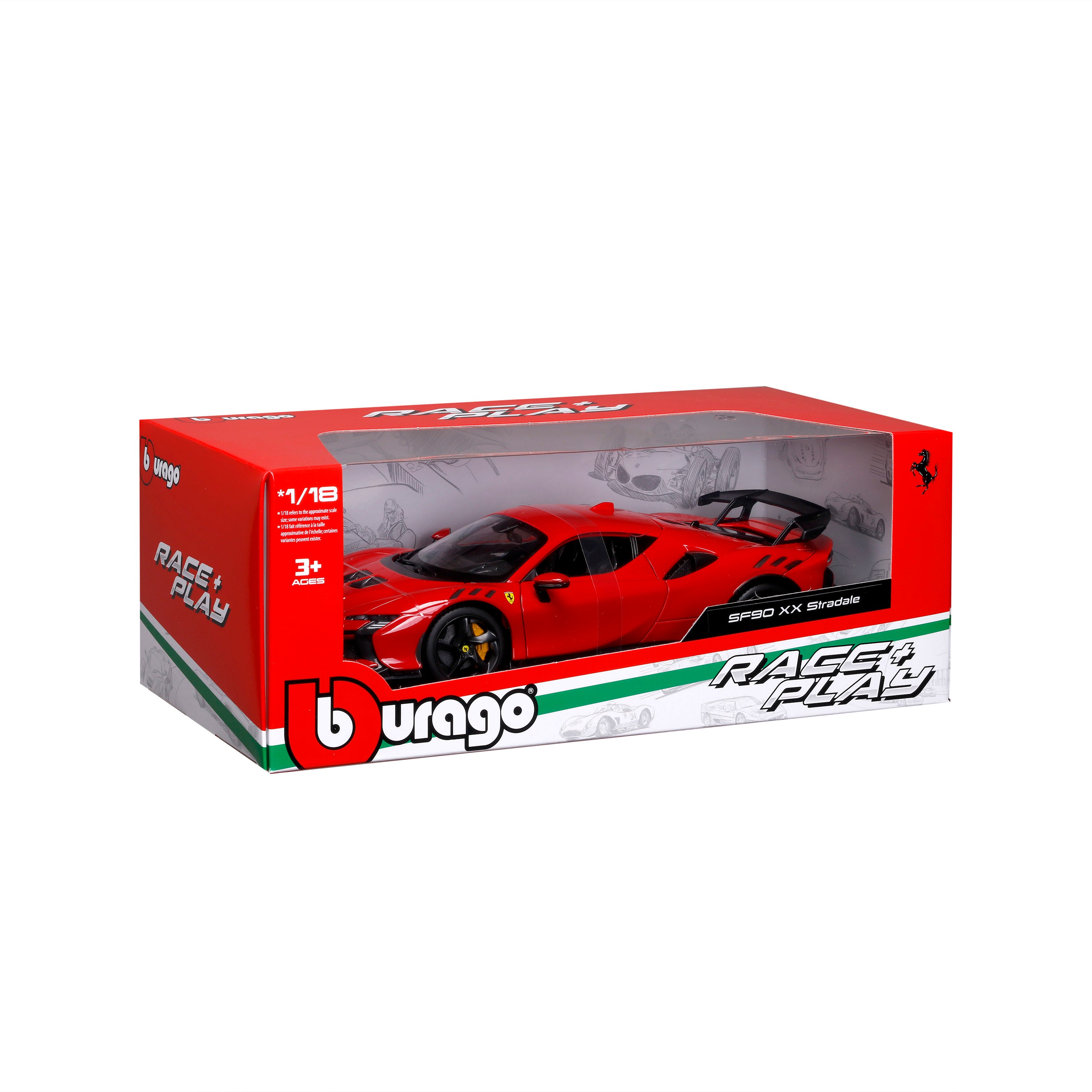 bburago-ferrari-sf90-xx-stradale-2024-1-18-rosso-corsa-portes-ouvrantes image 2