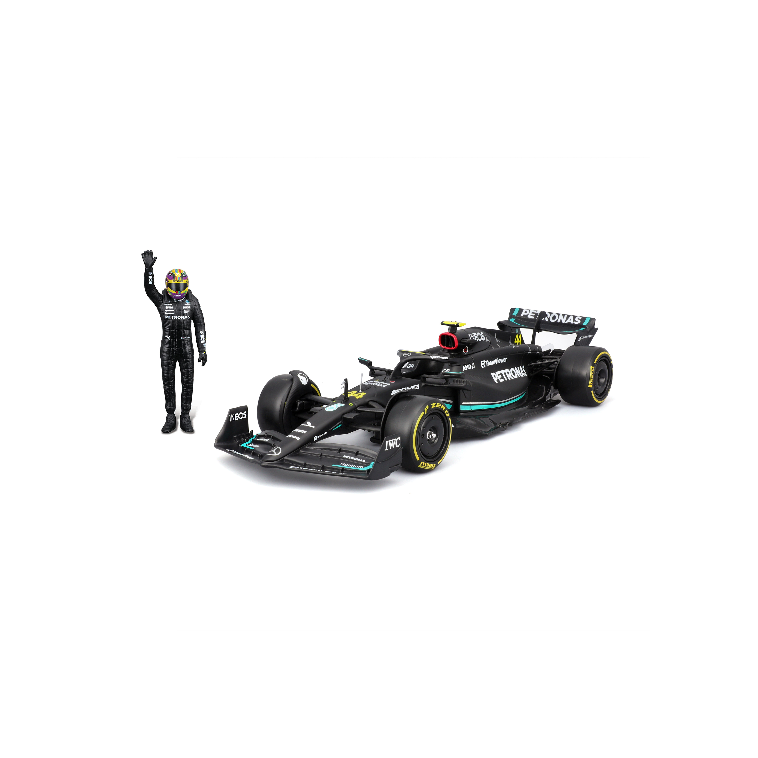 bburago-mercedes-w14-e-performance-44-hamilton-f1-2023-1-24-avec-pilote image 1