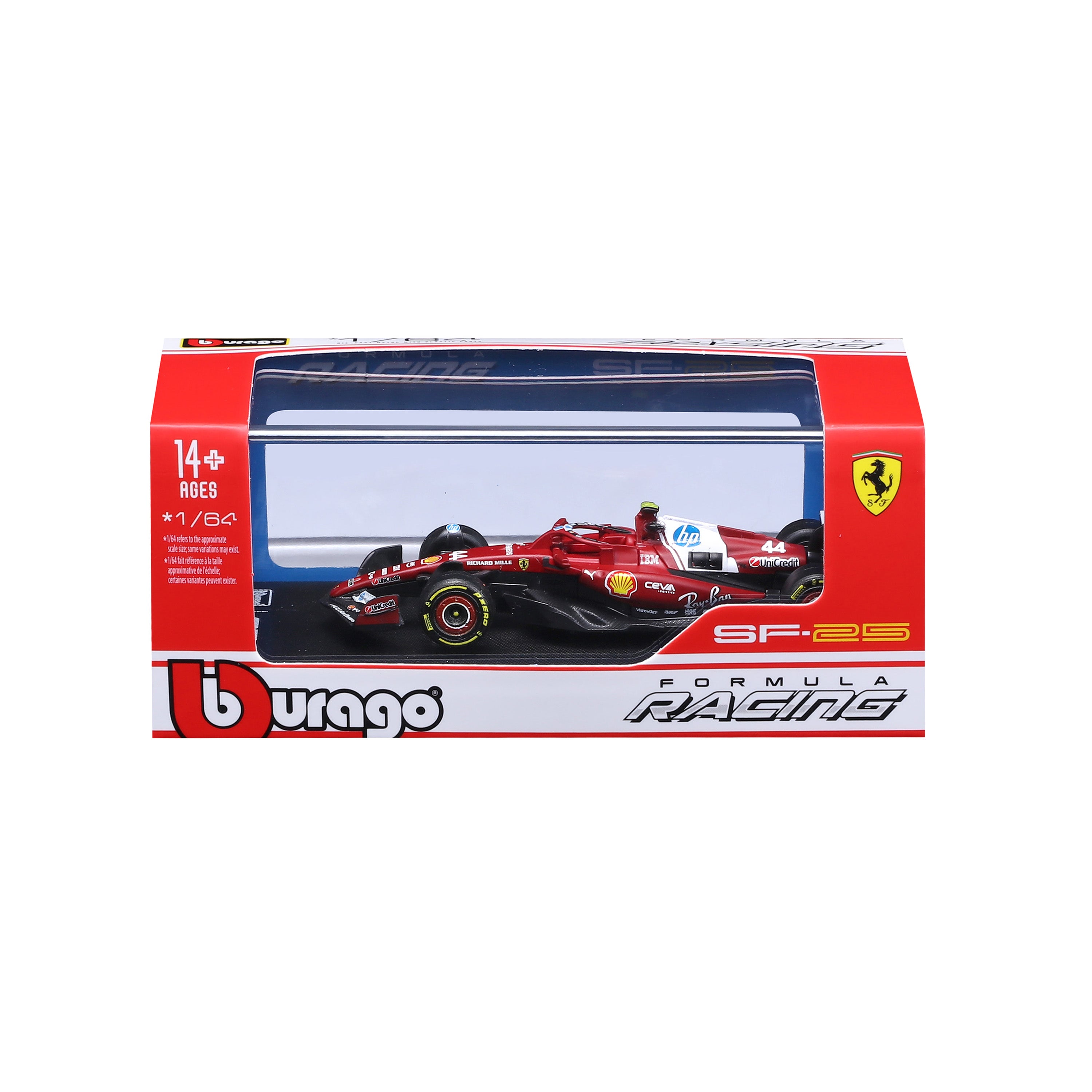 bburago-ferrari-sf-25-44-lewis-hamilton-1-64-avec-vitrine-d-exposition image 7