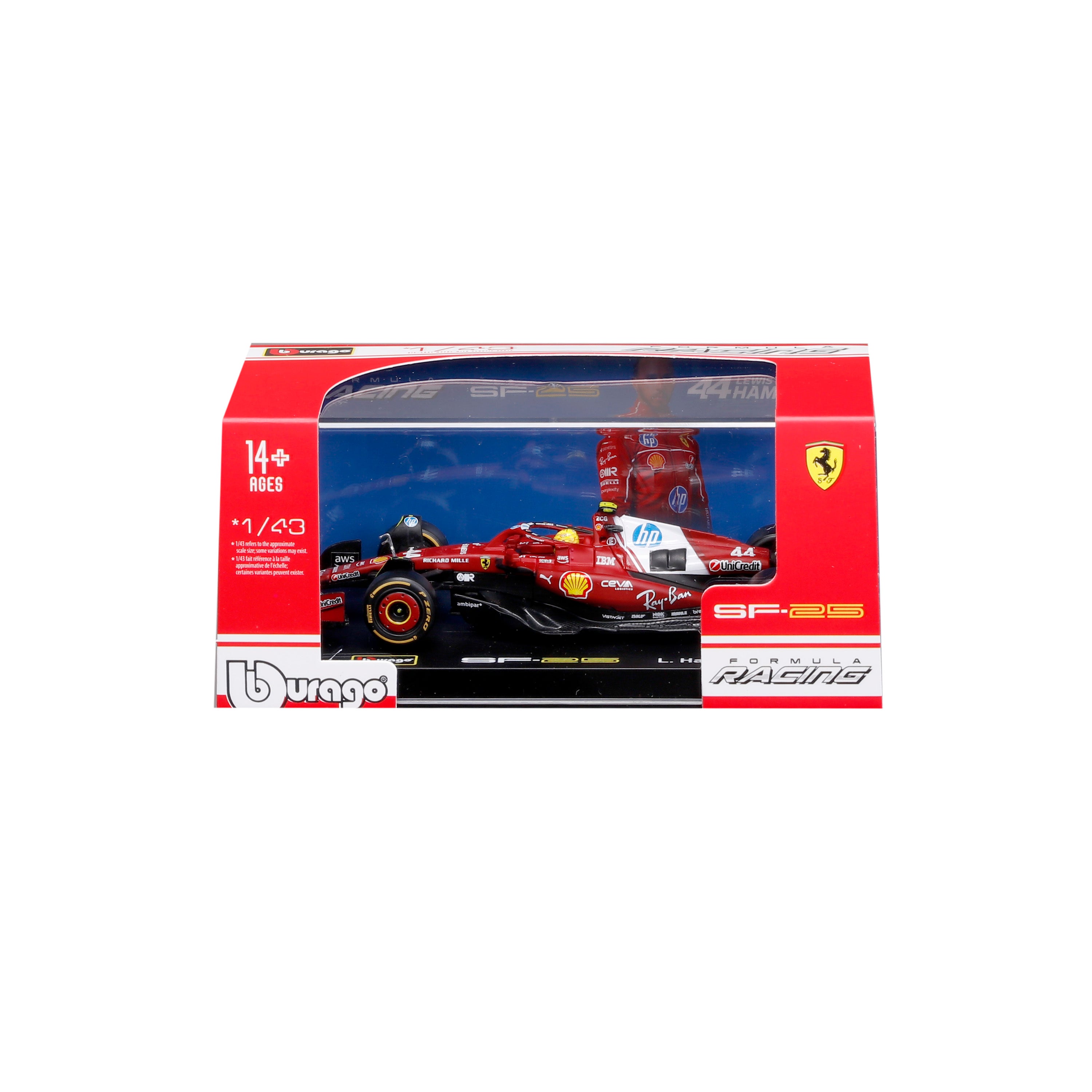 bburago-ferrari-sf-25-44-lewis-hamilton-f1-2025-1-43-avec-vitrine image 2