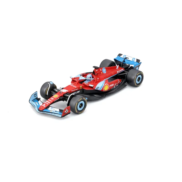 bburago-ferrari-f1-sf-24-16-leclerc-miami-2024-1-43-avec-pilote-et-vitrine image 1