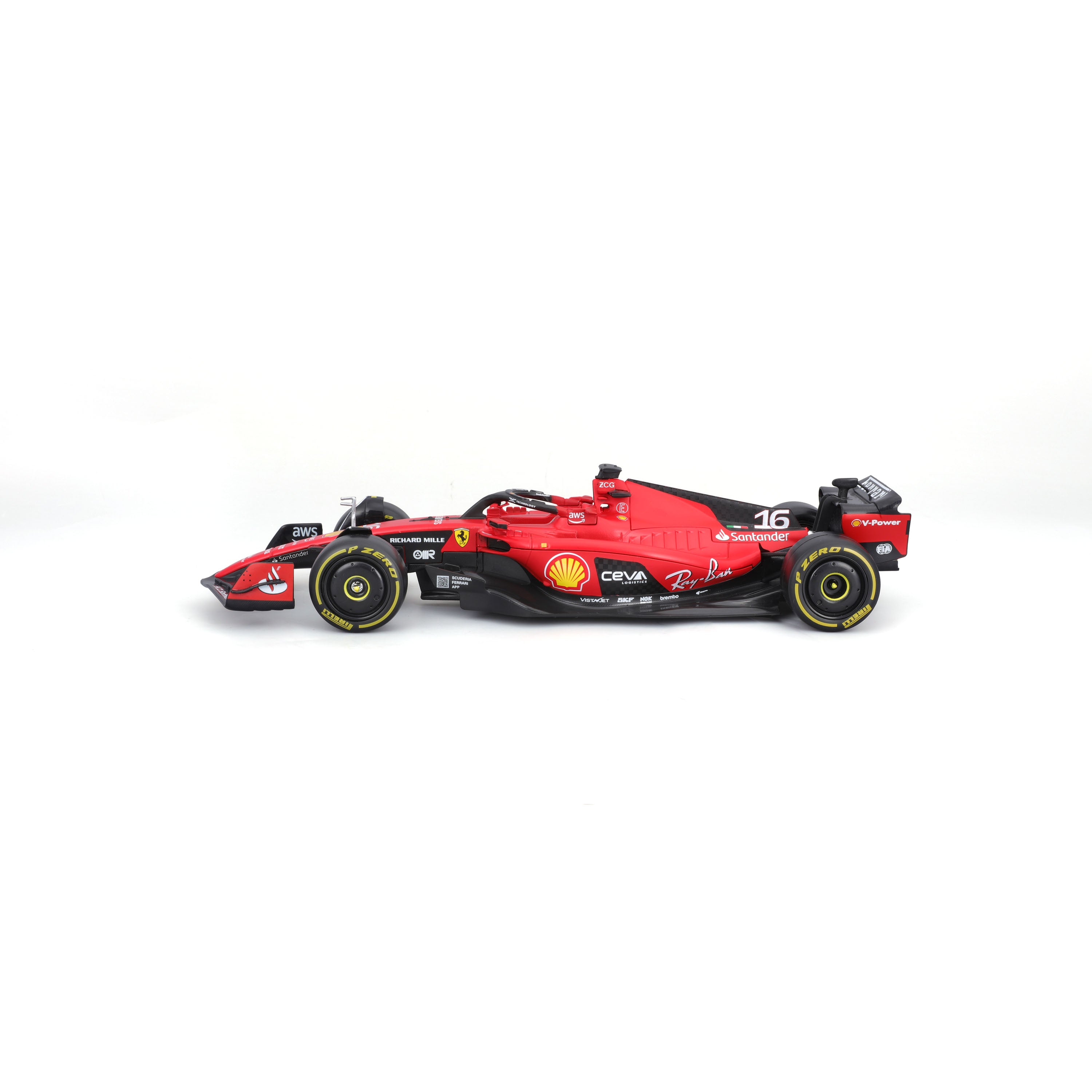 bburago-ferrari-sf-23-16-charles-leclerc-avec-pilote-mod-le-f1-1-24 image 3