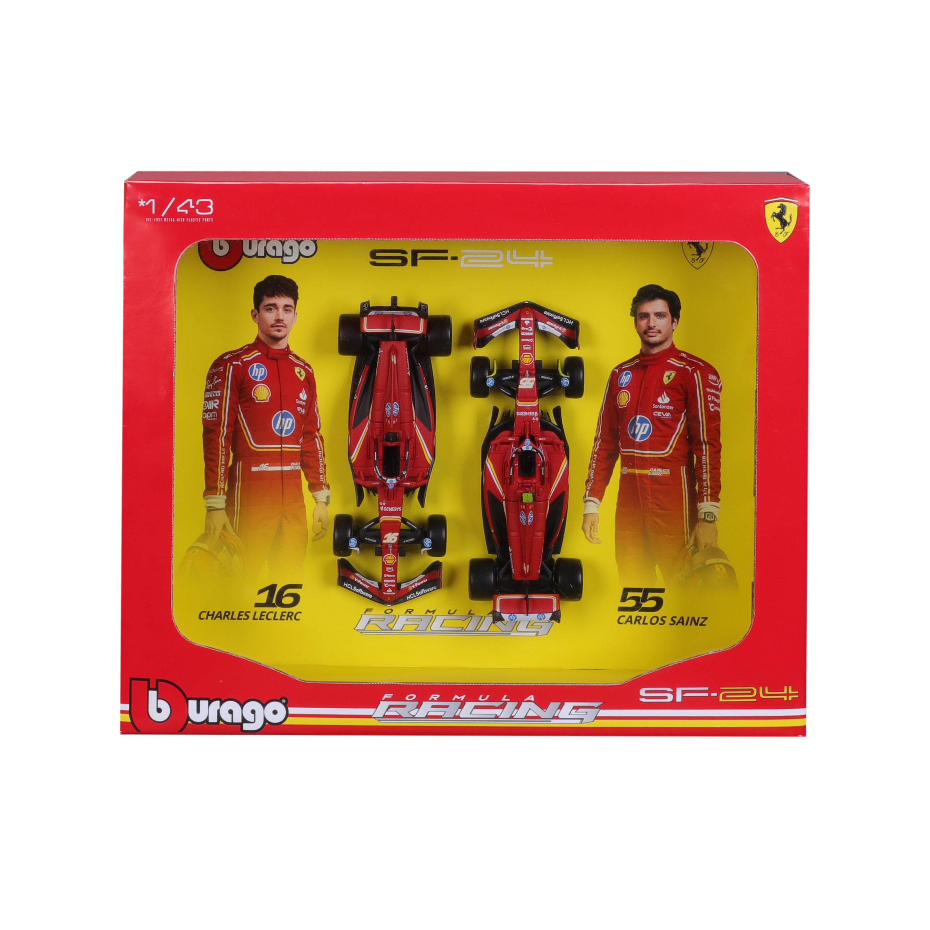 bburago-set-2-ferrari-sf-24-leclerc-16-sainz-55-f1-2024-imola-miniatures-f1-1-43 image 3