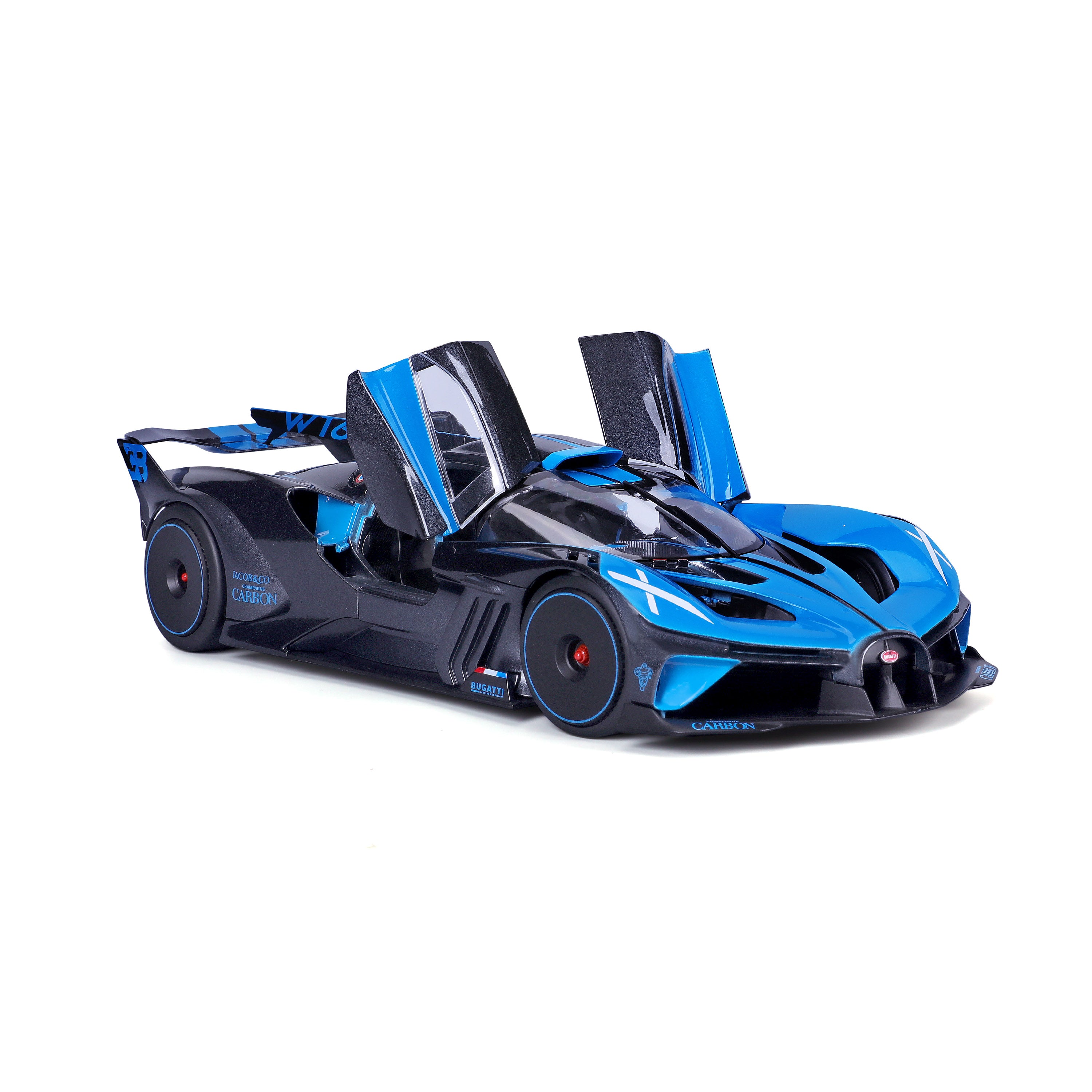 bburago-bugatti-bolide-1-18-bleu-et-noir-portes-ouvrantes image 3