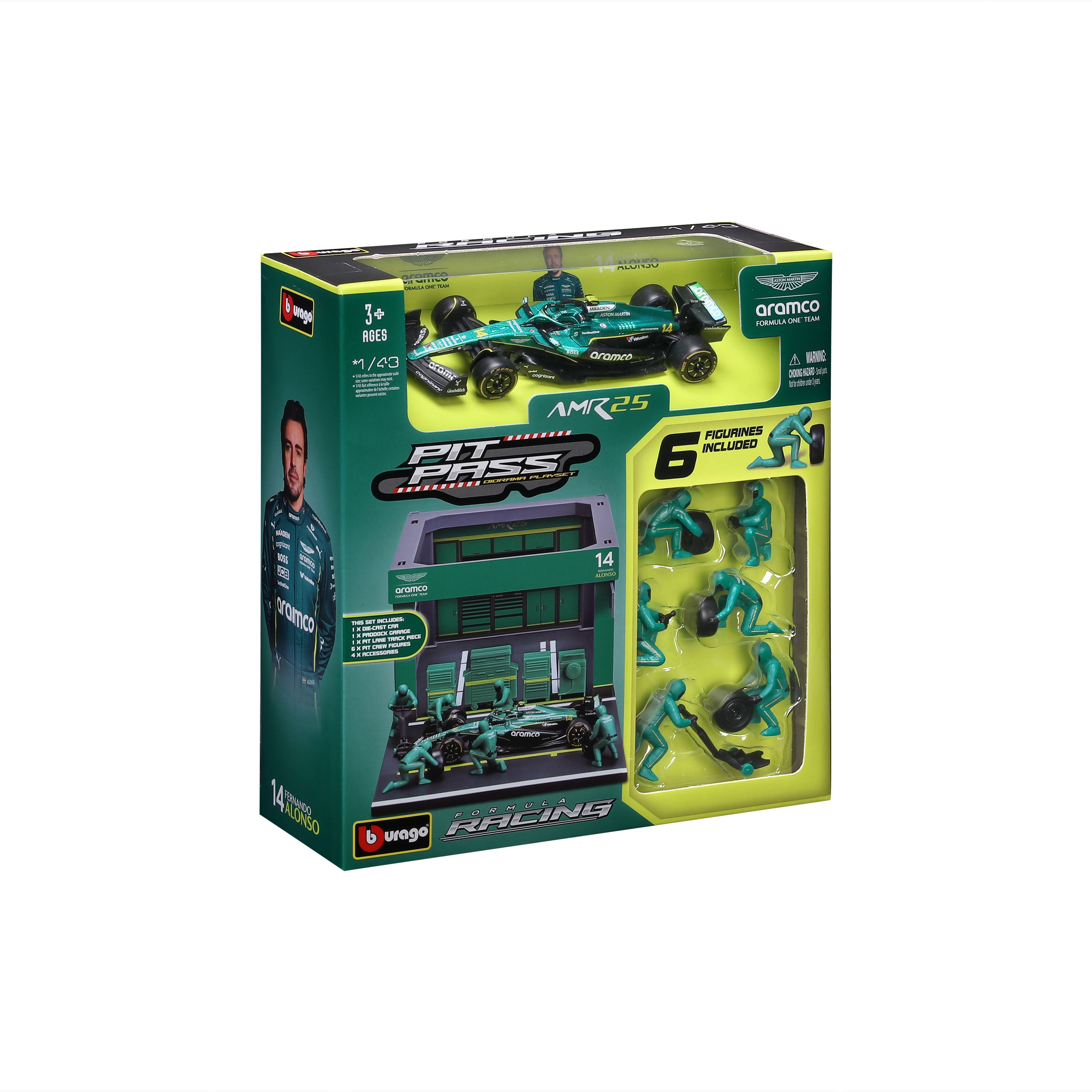 bburago-pit-stop-aston-martin-amr25-14-alonso-1-43-playset-diorama-formule-1 image 2