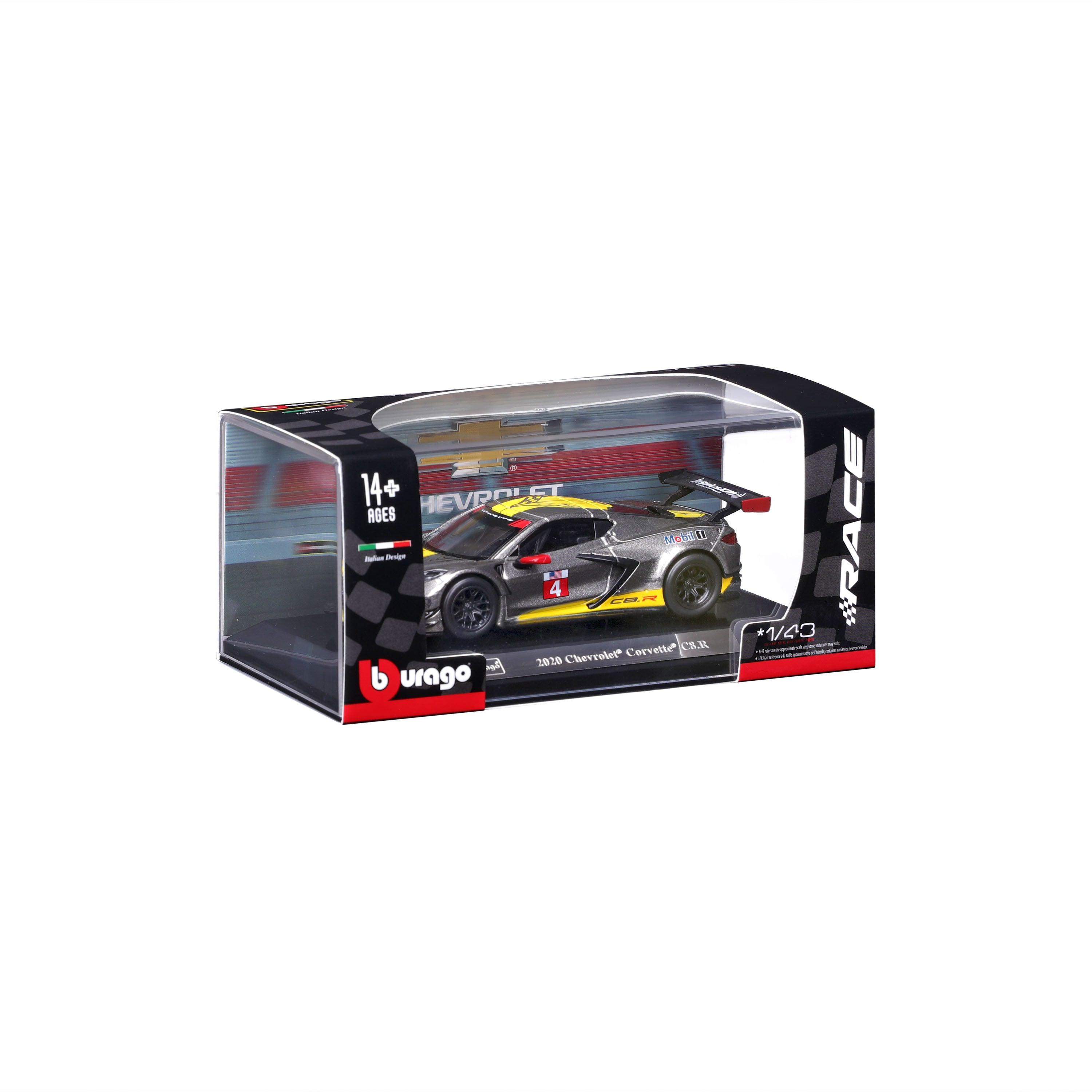 bburago-chevrolet-corvette-c8-r-2020-grise-m-tallis-e-voiture-miniature-1-43-ave image 2