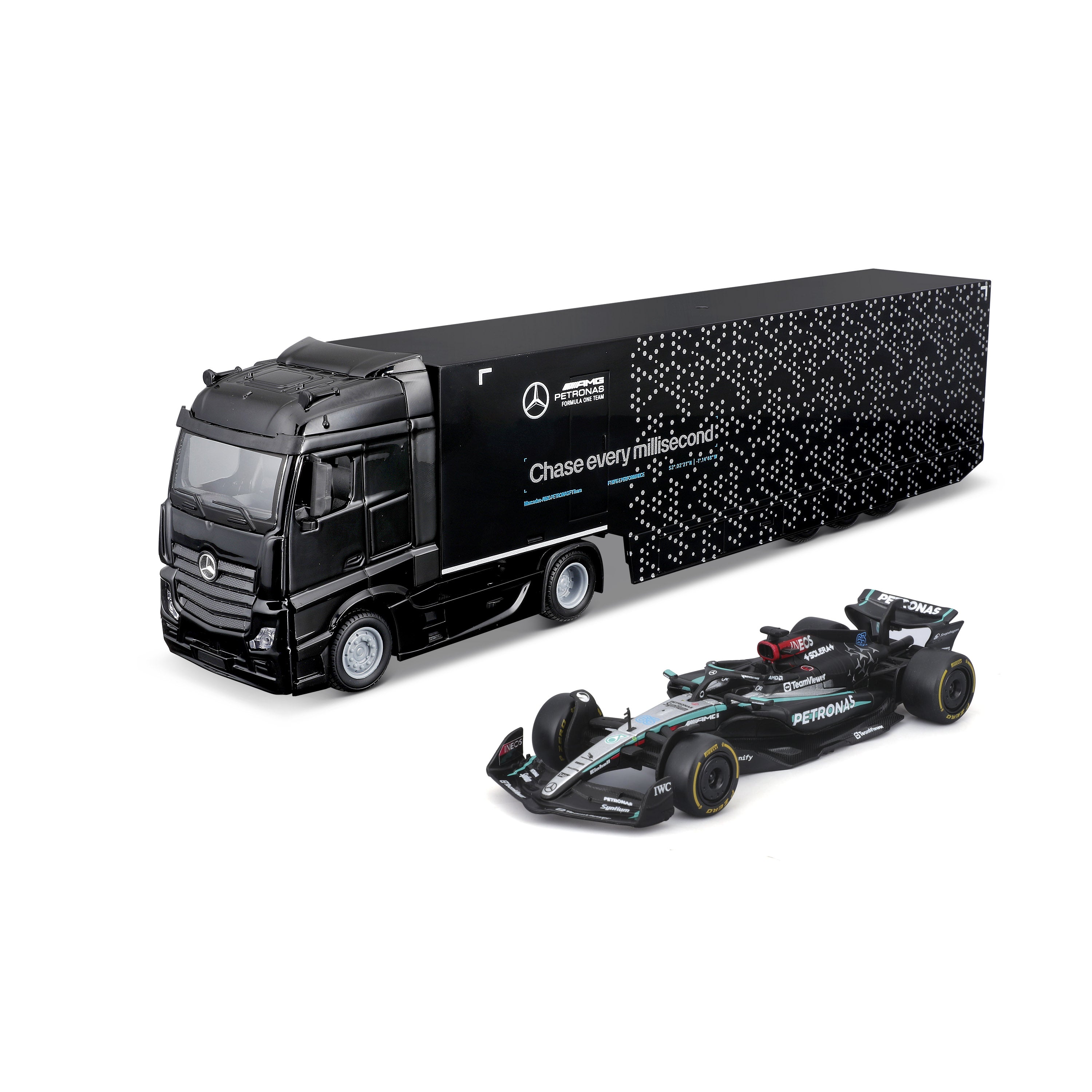bburago-mercedes-amg-semi-truck-mercedes-w15-63-russell-1-43 image 1