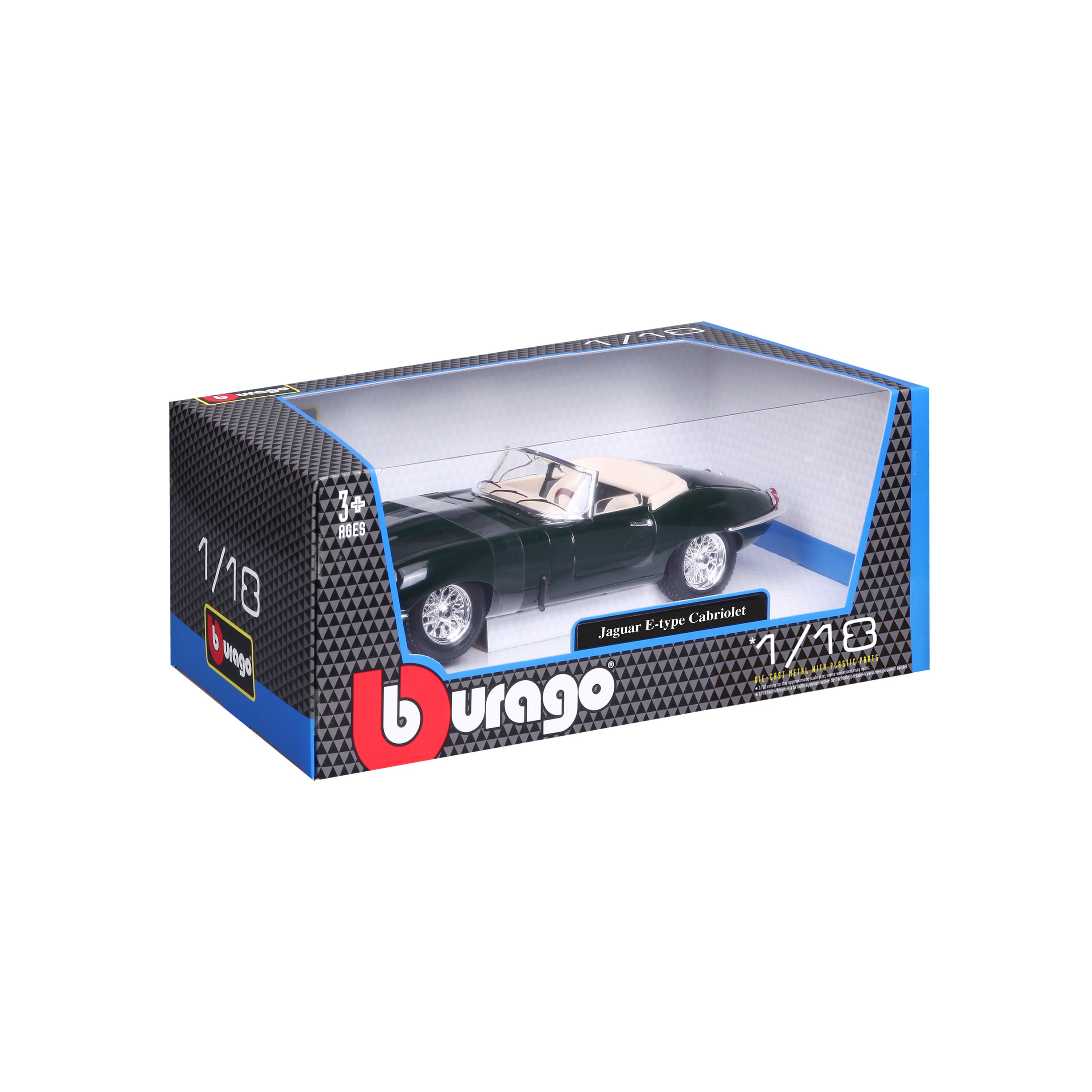 bburago-jaguar-e-type-cabriolet-1-18-verte-voiture-miniature-diecast-classique image 2