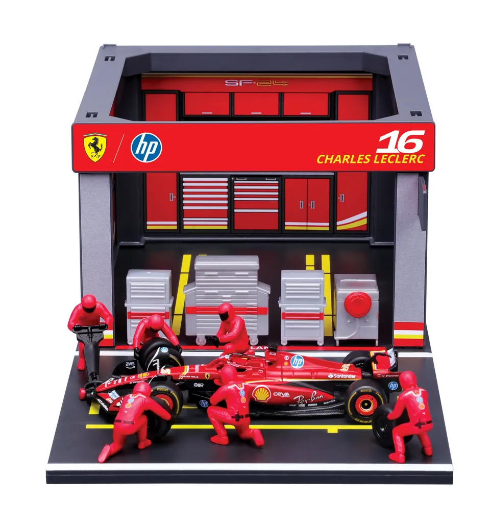 bburago-pit-stop-ferrari-sf-24-16-leclerc-1-43-f1-2024 image 1