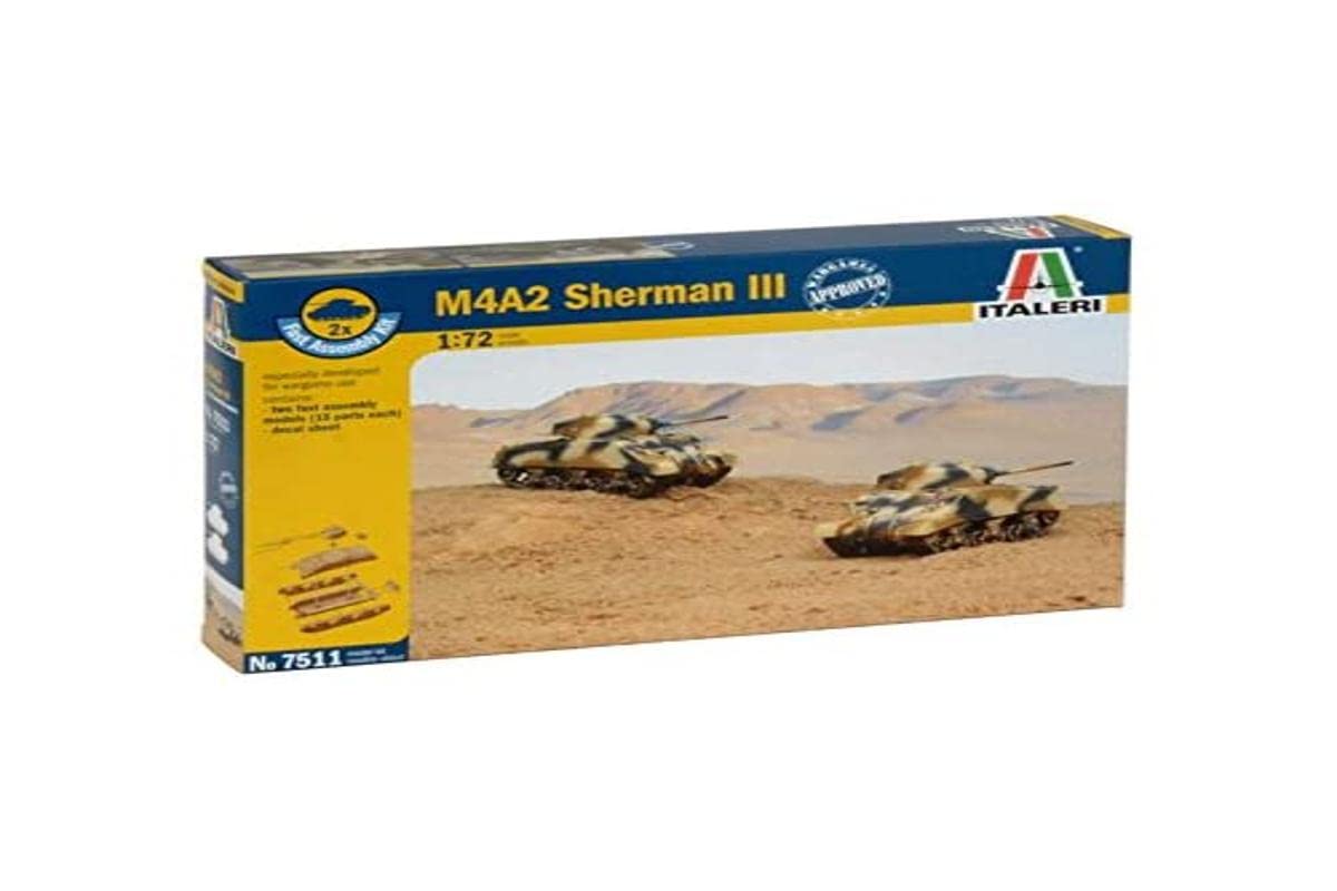 italeri-i7511-m4a2-sherman-maquette-char-snap-together-1-72 image 1