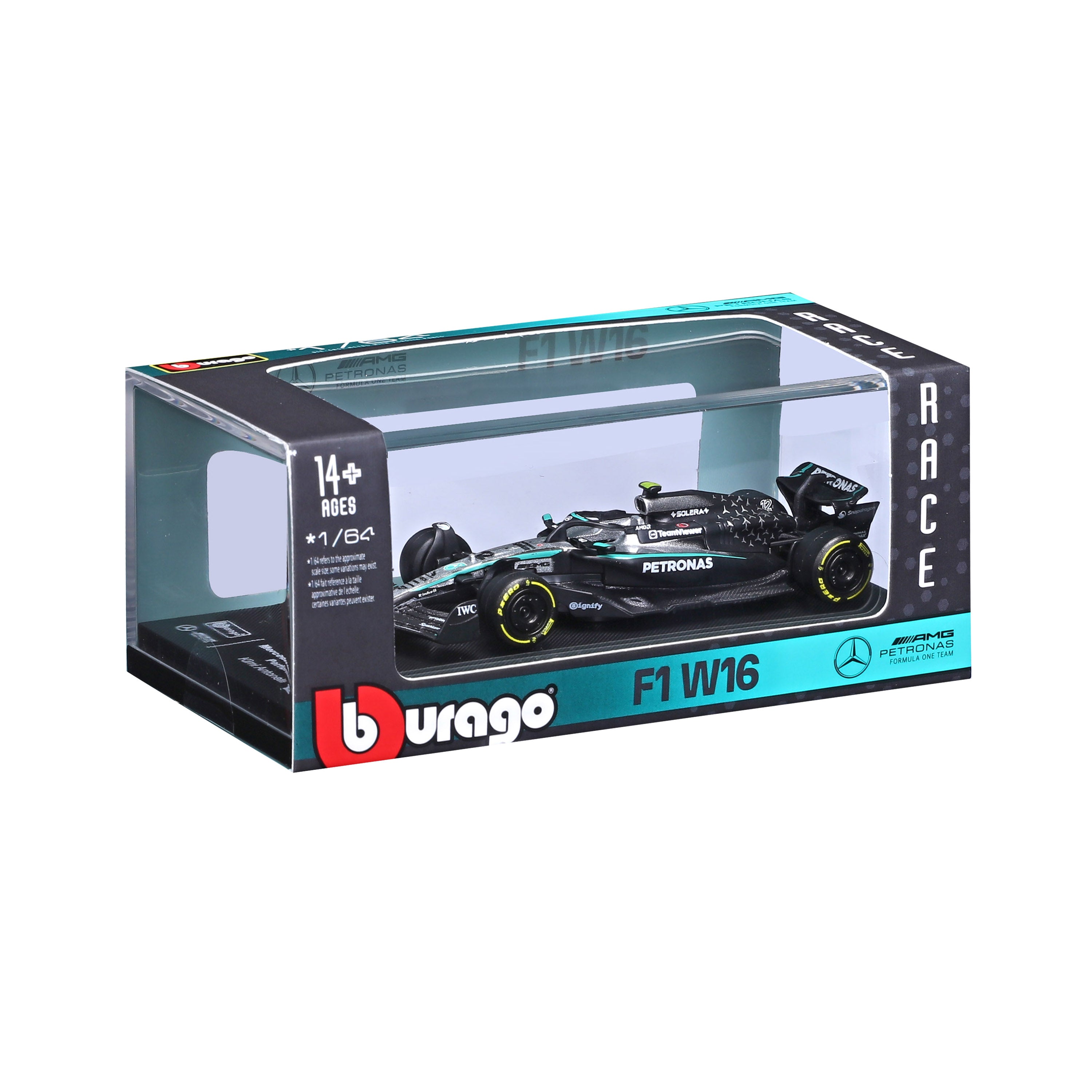 bburago-mercedes-amg-f1-w16-2025-12-antonelli-1-64-avec-vitrine image 2