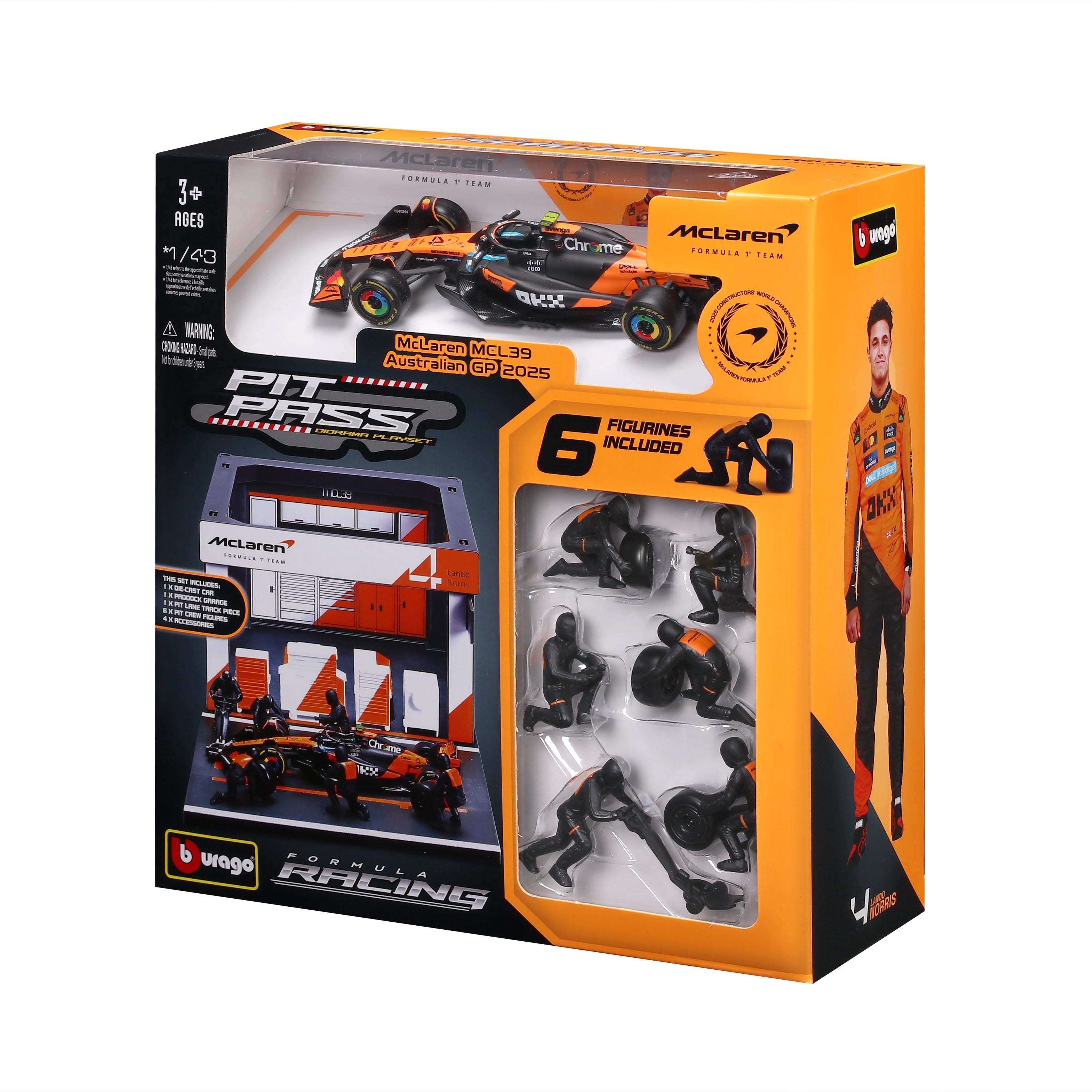 bburago-pit-stop-mclaren-mcl39-2025-4-norris-playset-diorama-f1-1-43 image 6