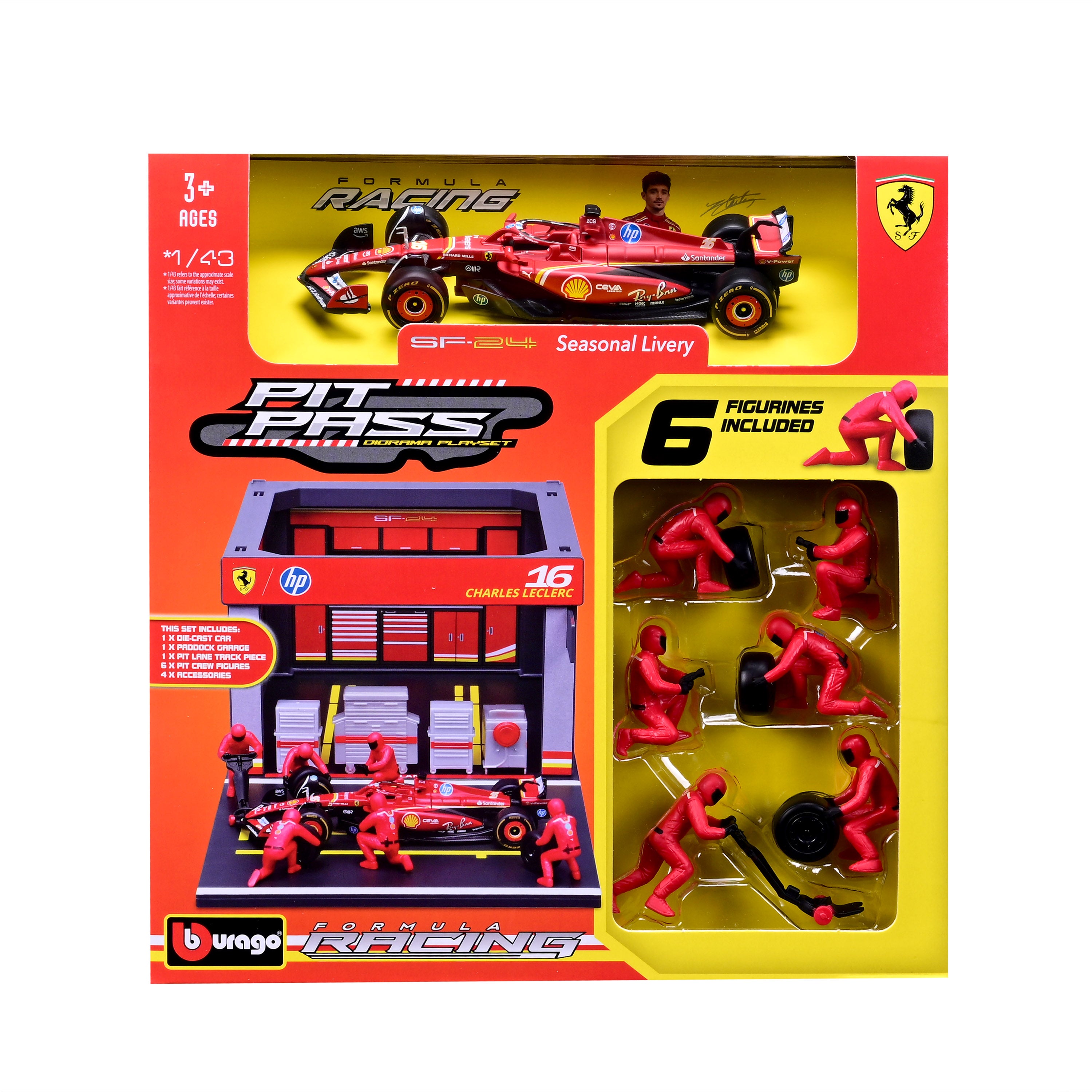 bburago-pit-stop-ferrari-sf-24-16-leclerc-1-43-f1-2024 image 7