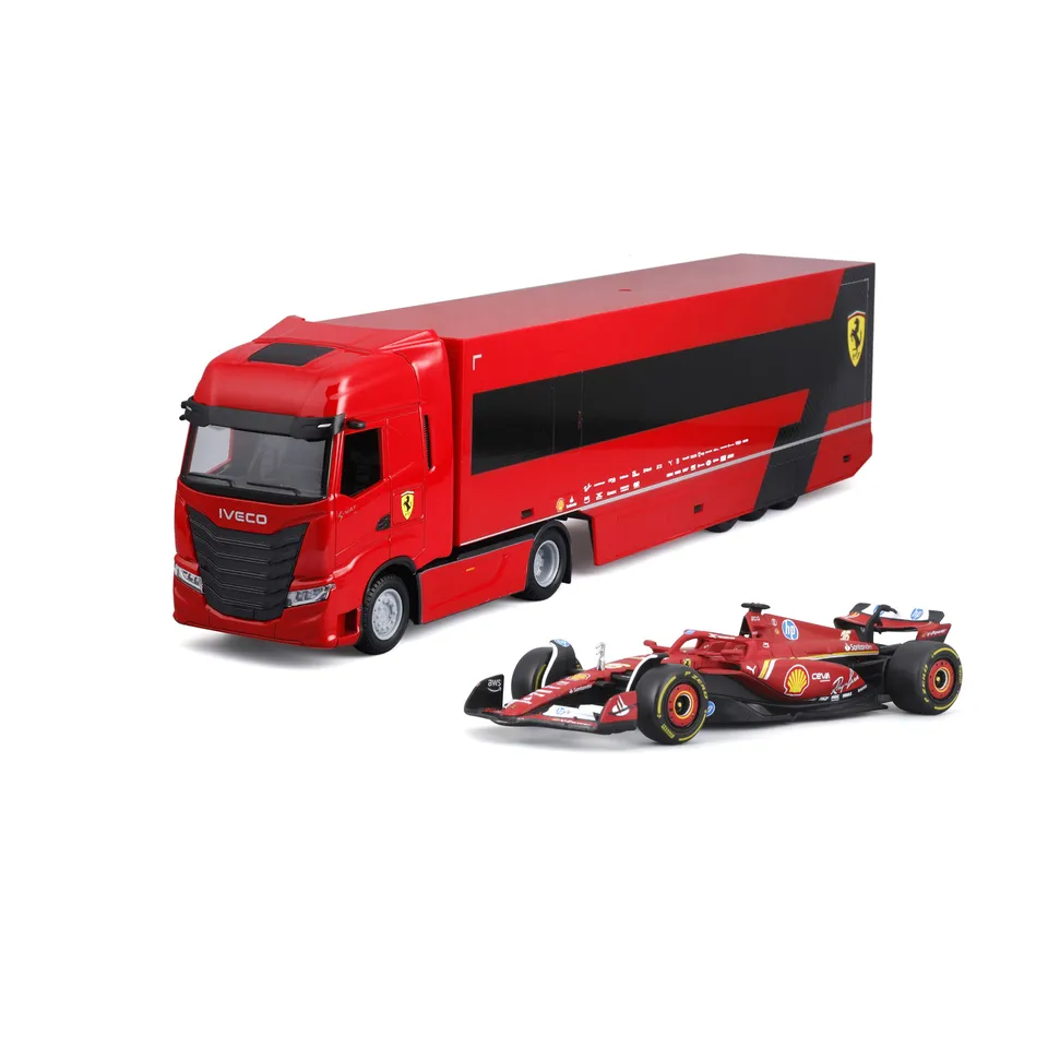 bburago-iveco-s-way-570-racing-ferrari-sf-24-16-leclerc-1-43 image 1