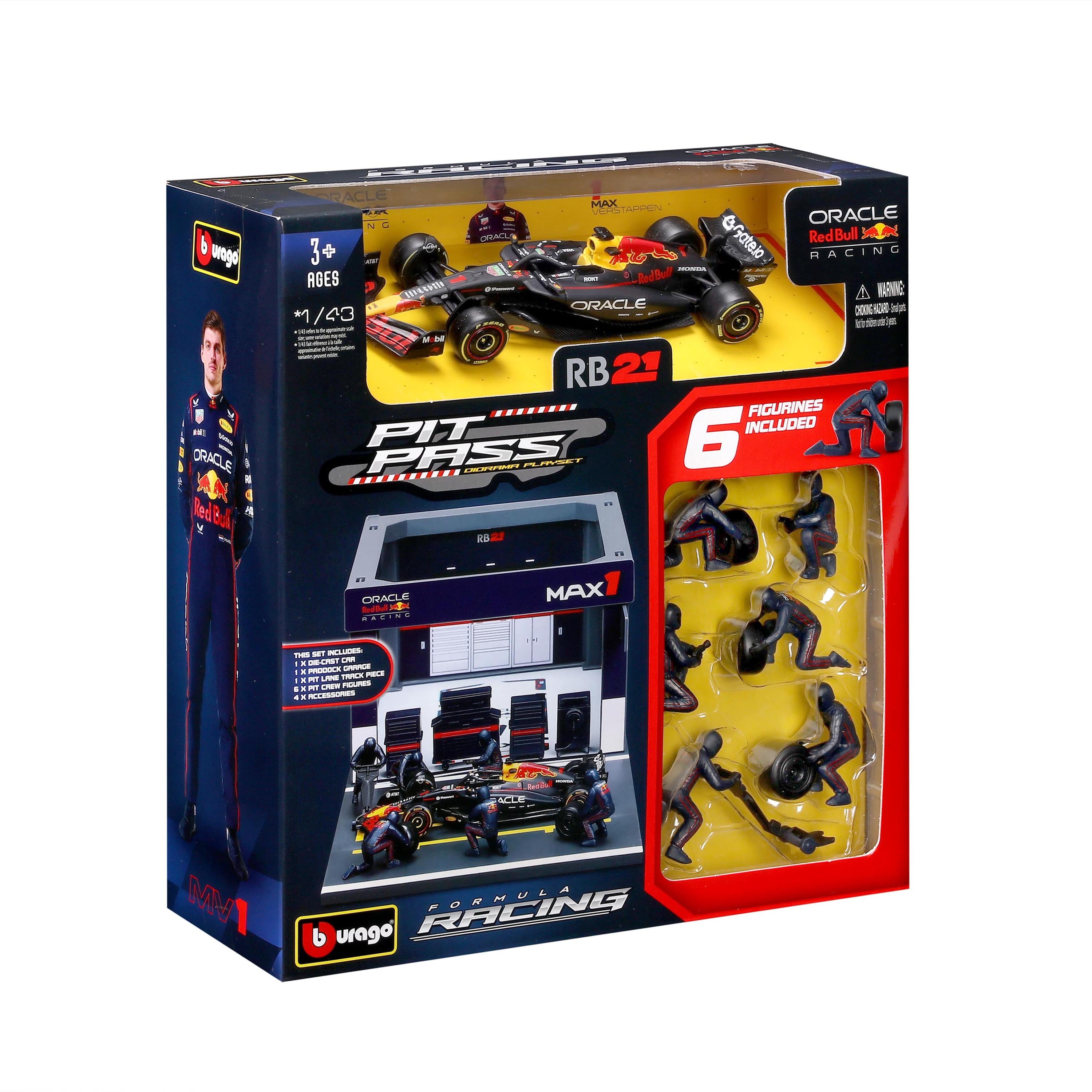 bburago-red-bull-rb21-1-verstappen-2025-playset-diorama-pit-stop-f1-1-43 image 2