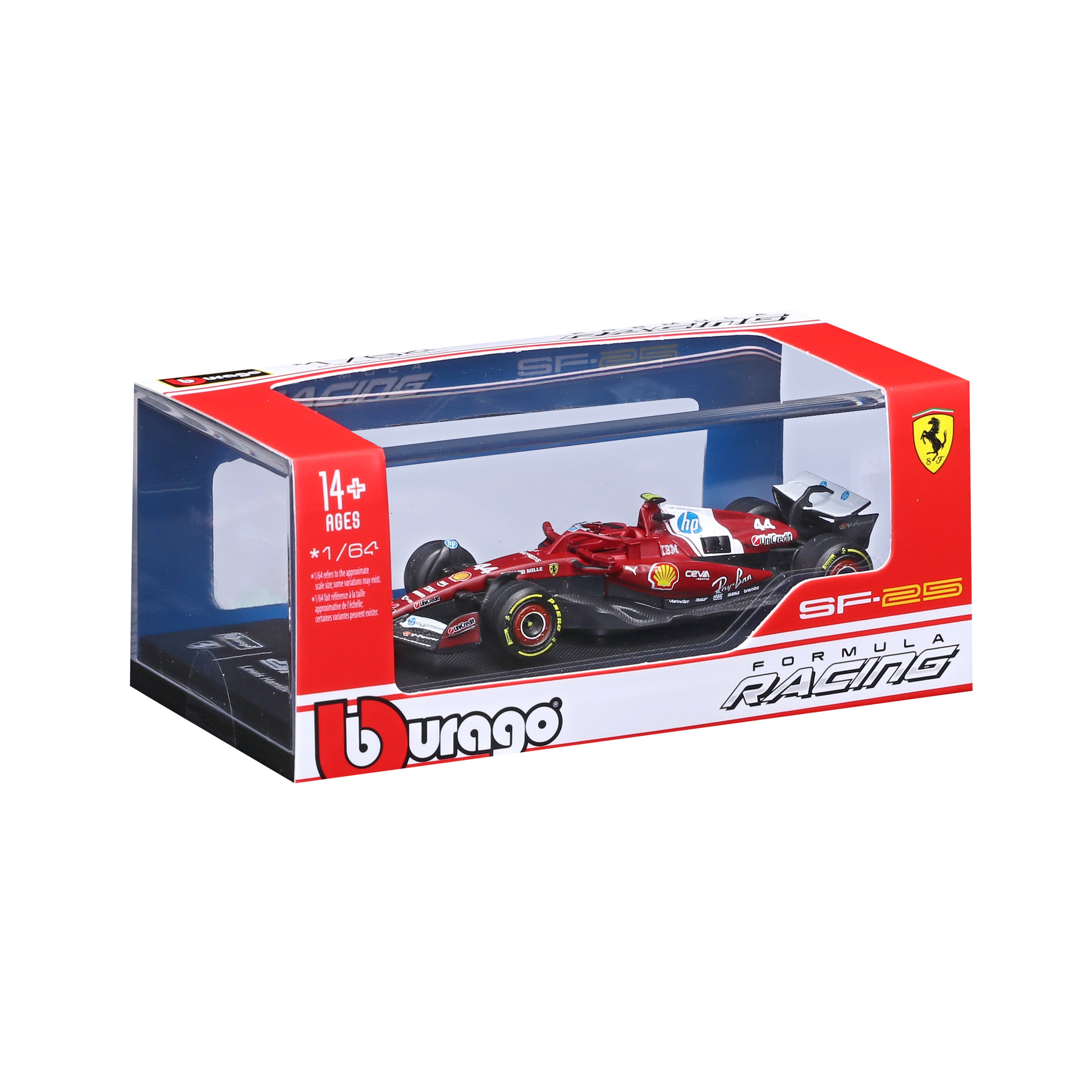 bburago-ferrari-sf-25-44-lewis-hamilton-1-64-avec-vitrine-d-exposition image 2
