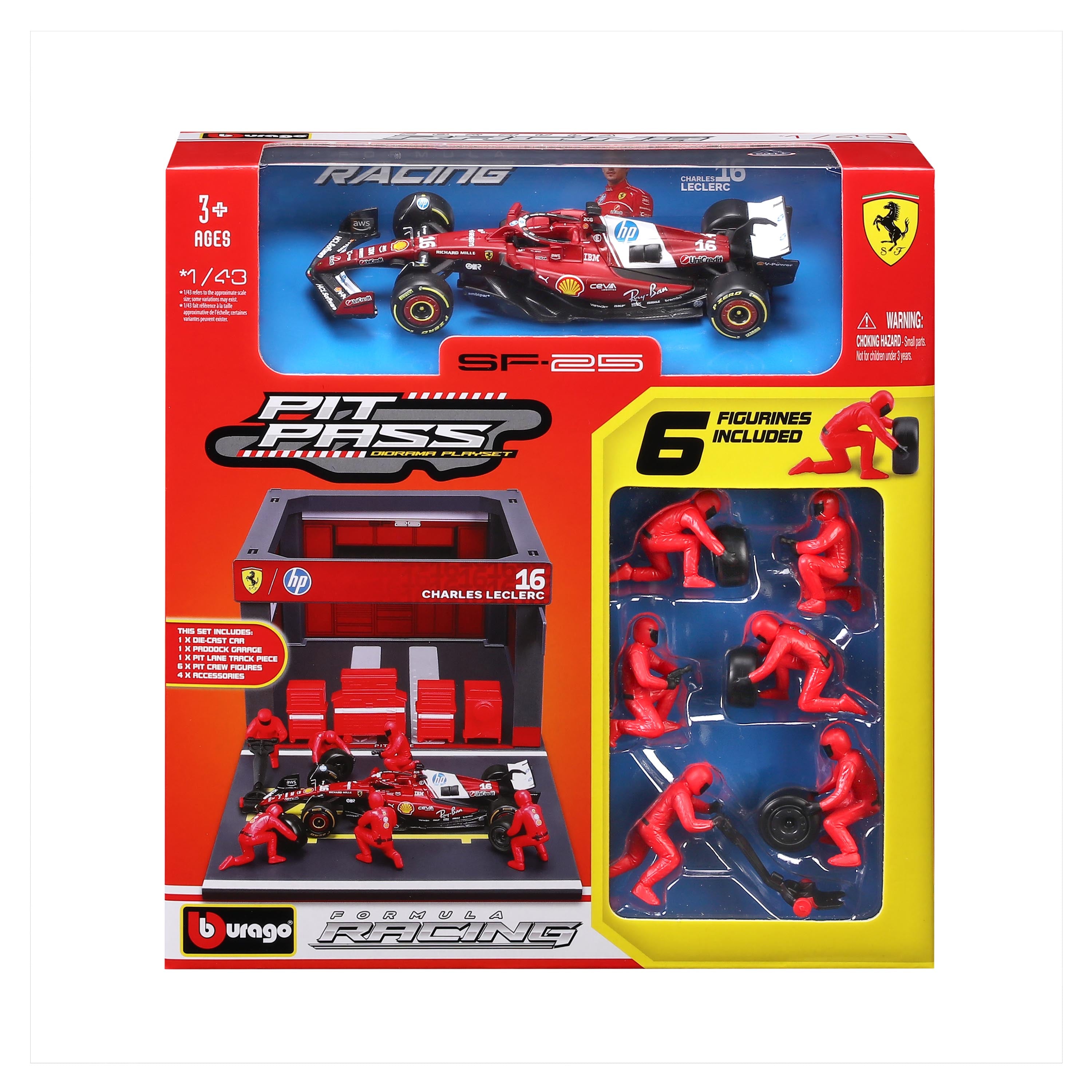 bburago-pit-stop-ferrari-sf-25-16-charles-leclerc-playset-diorama-f1-1-43 image 5
