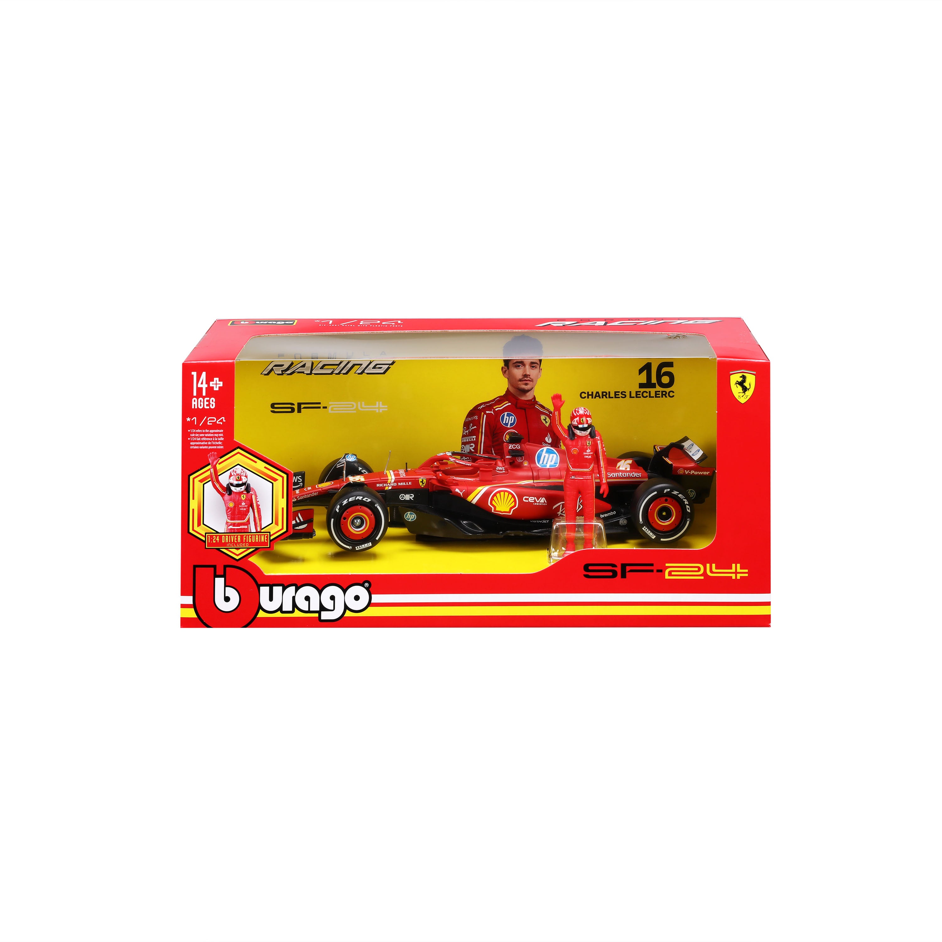 bburago-ferrari-sf-24-16-leclerc-1-24-avec-pilote-voiture-f1 image 7