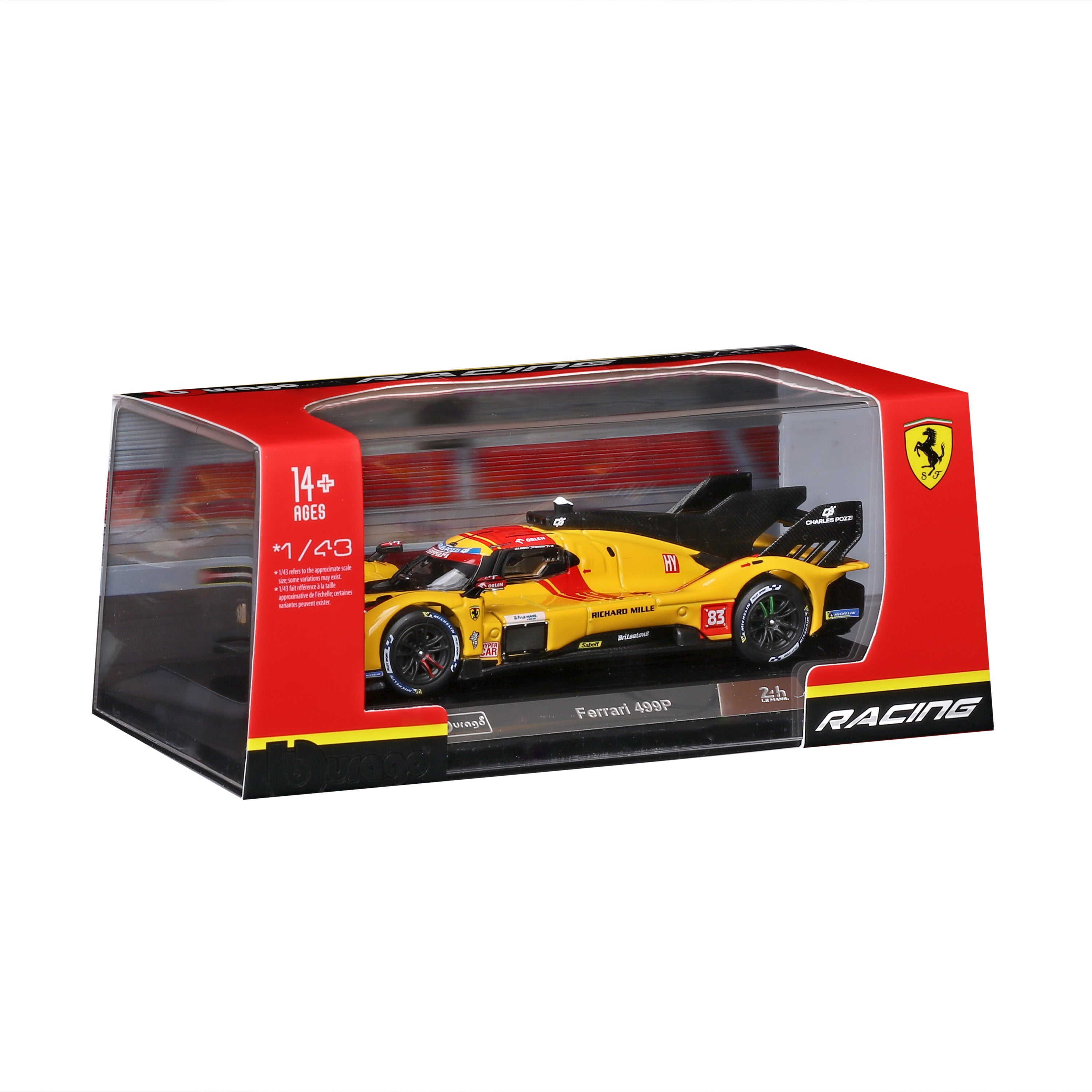 bburago-ferrari-499p-hypercar-83-2025-mod-le-1-43-avec-vitrine image 2