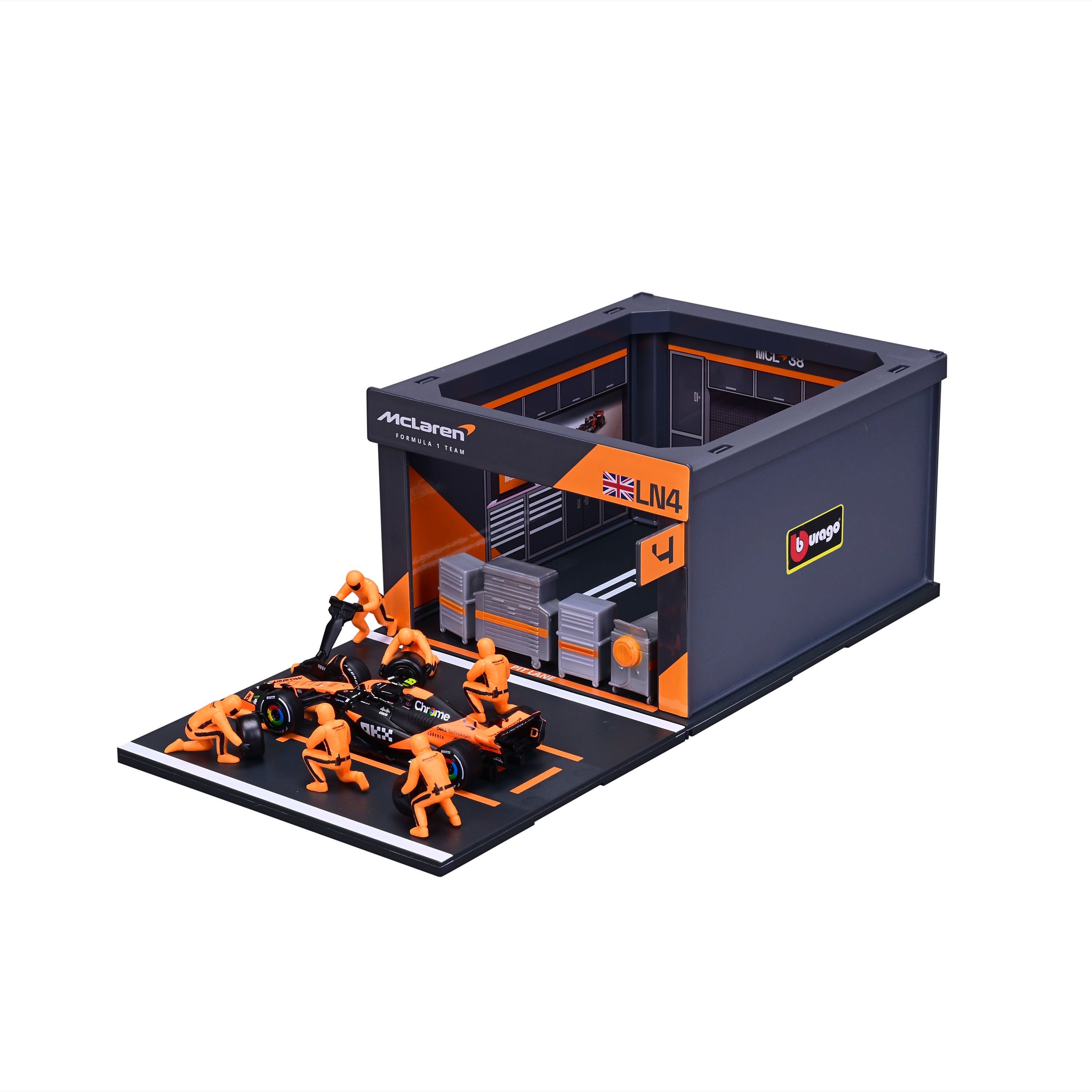 bburago-pit-stop-mclaren-mcl38-4-lando-norris-playset-f1-1-43-diecast image 4