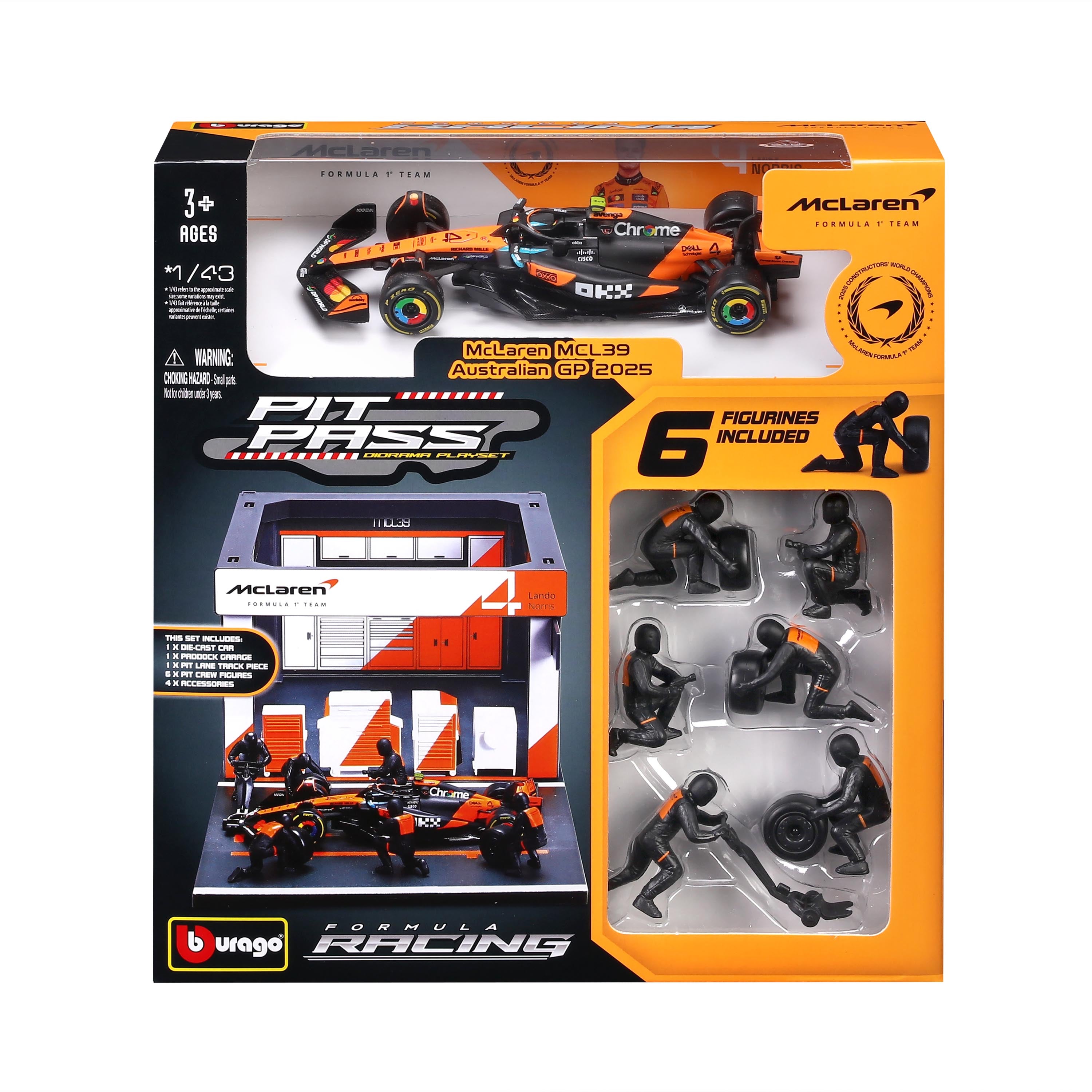 bburago-pit-stop-mclaren-mcl39-2025-4-norris-playset-diorama-f1-1-43 image 5