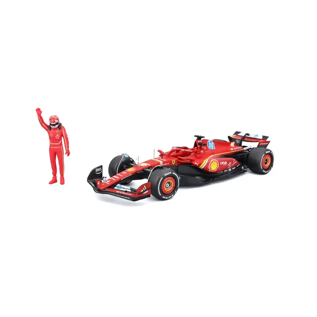 bburago-ferrari-sf-24-16-leclerc-1-24-avec-pilote-voiture-f1 image 1