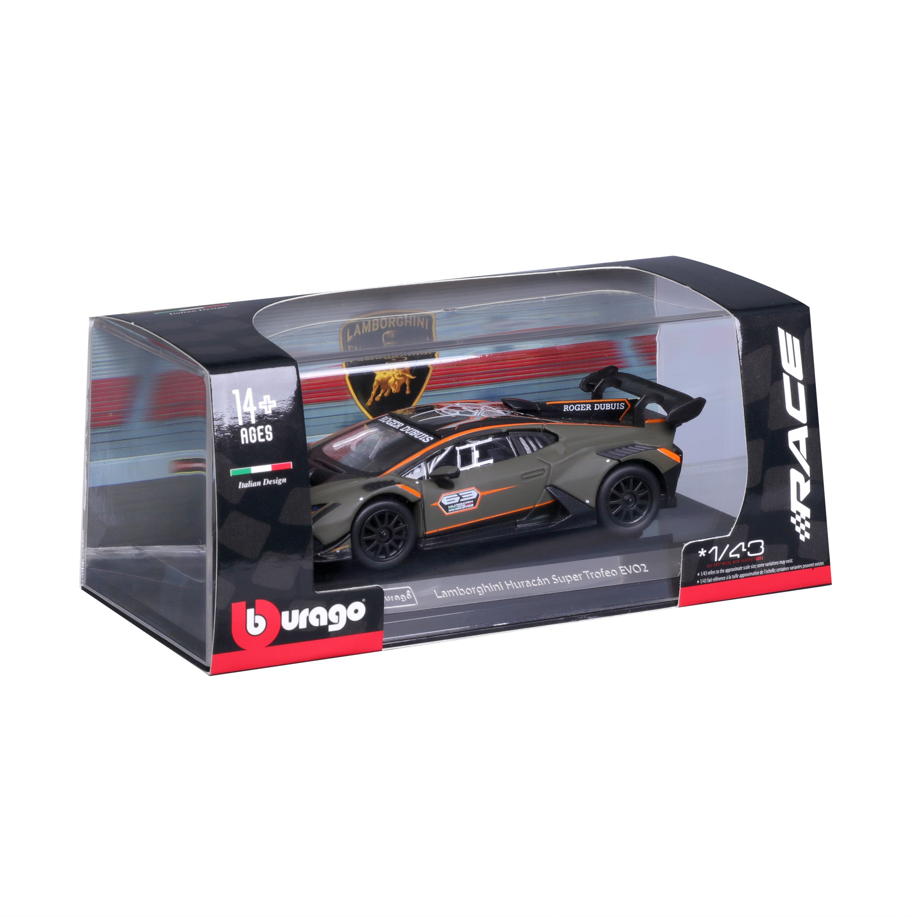 bburago-lamborghini-huracan-super-trofeo-evo2-1-43-vert-m-tallis-vitrine image 2
