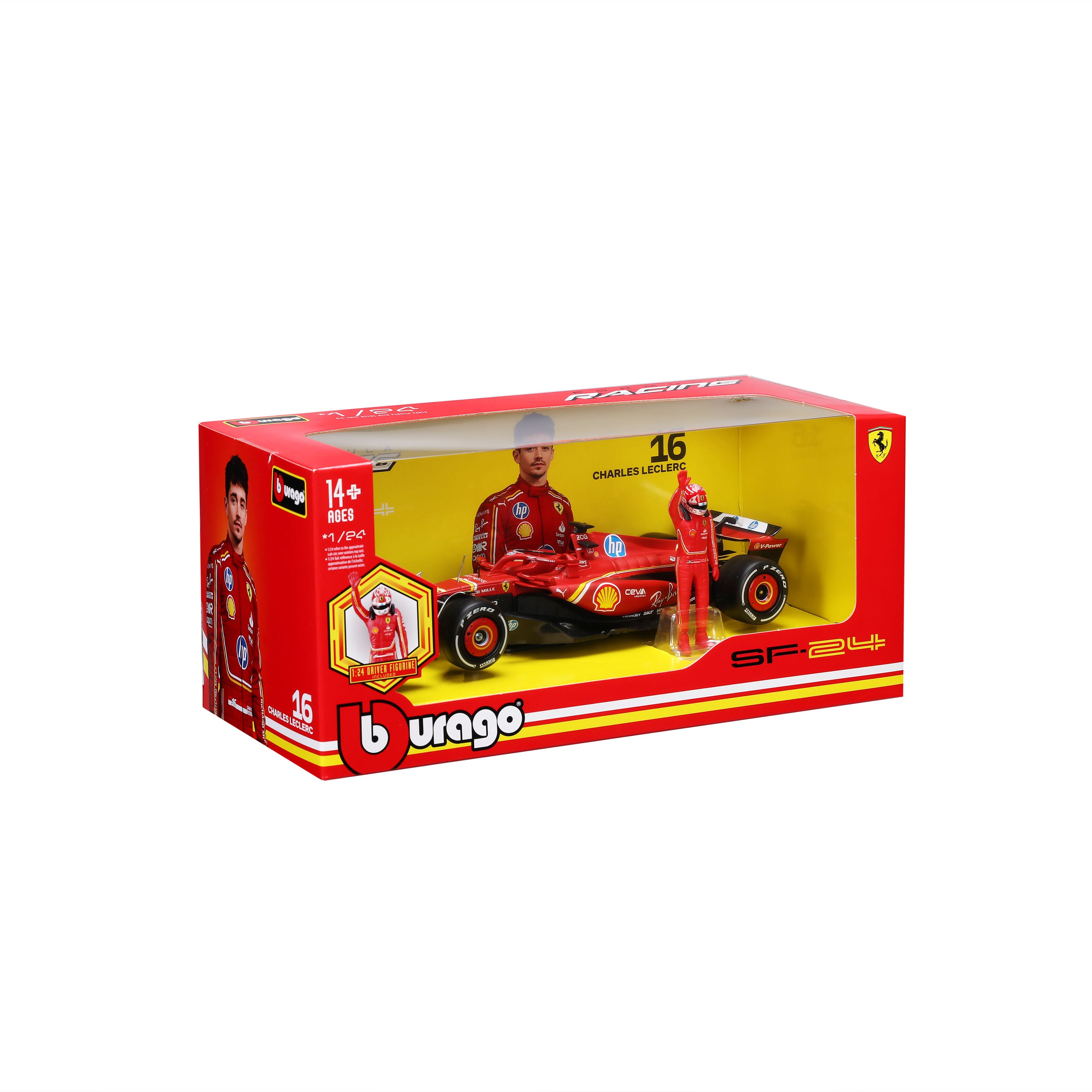 bburago-ferrari-sf-24-16-leclerc-1-24-avec-pilote-voiture-f1 image 2