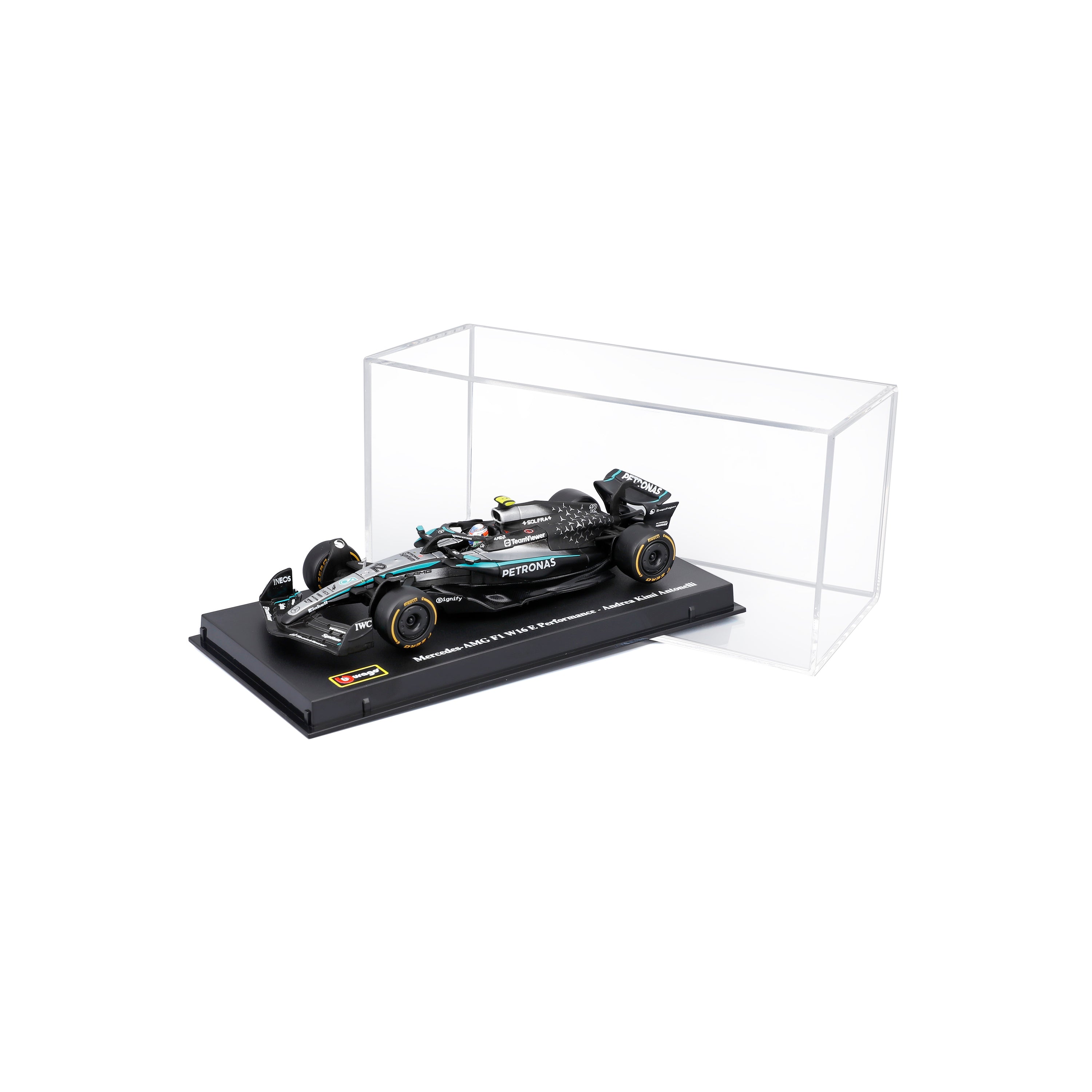 bburago-mercedes-amg-w16-2025-12-antonelli-maquette-1-43-avec-basetta-et-teca image 1