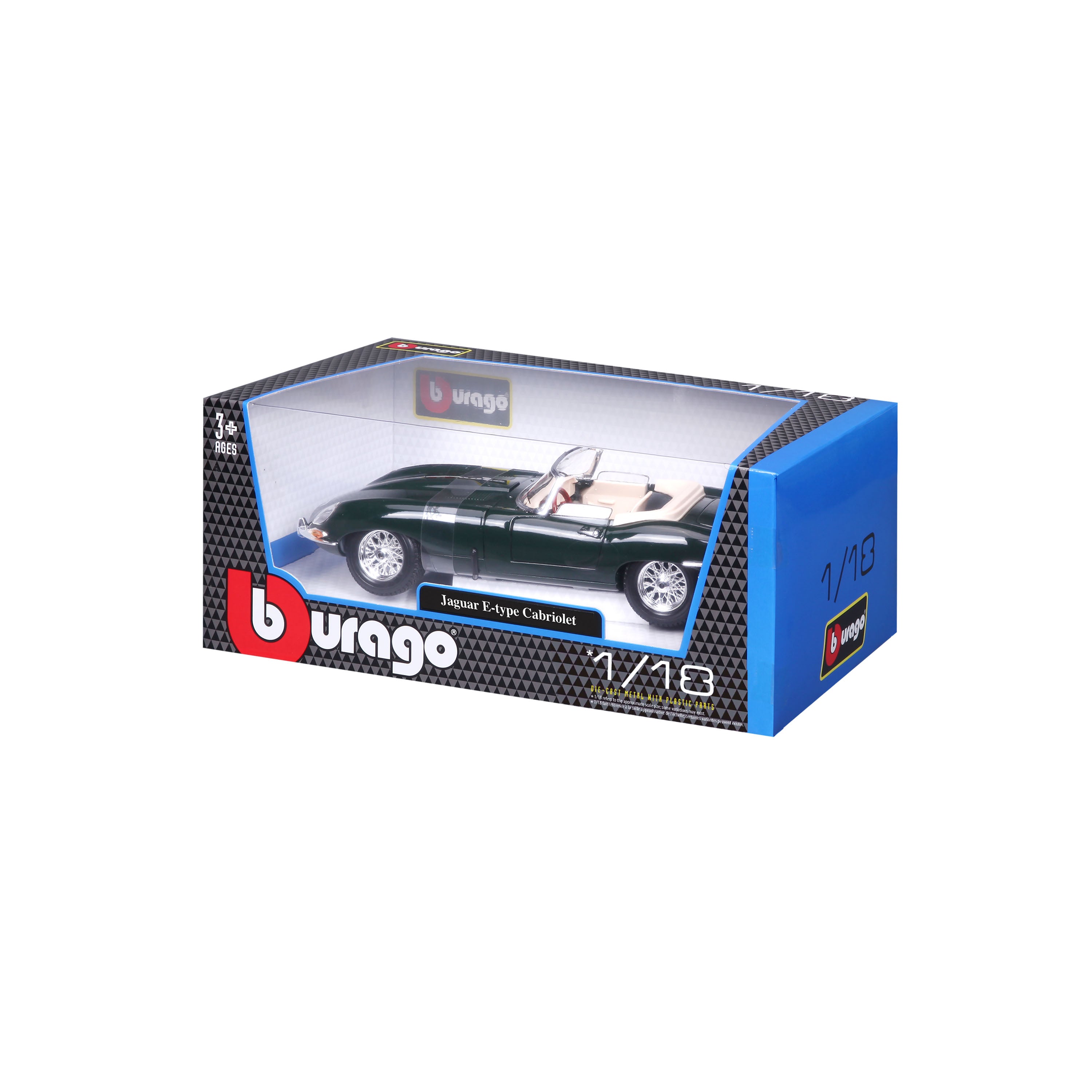 bburago-jaguar-e-type-cabriolet-1-18-verte-voiture-miniature-diecast-classique image 8