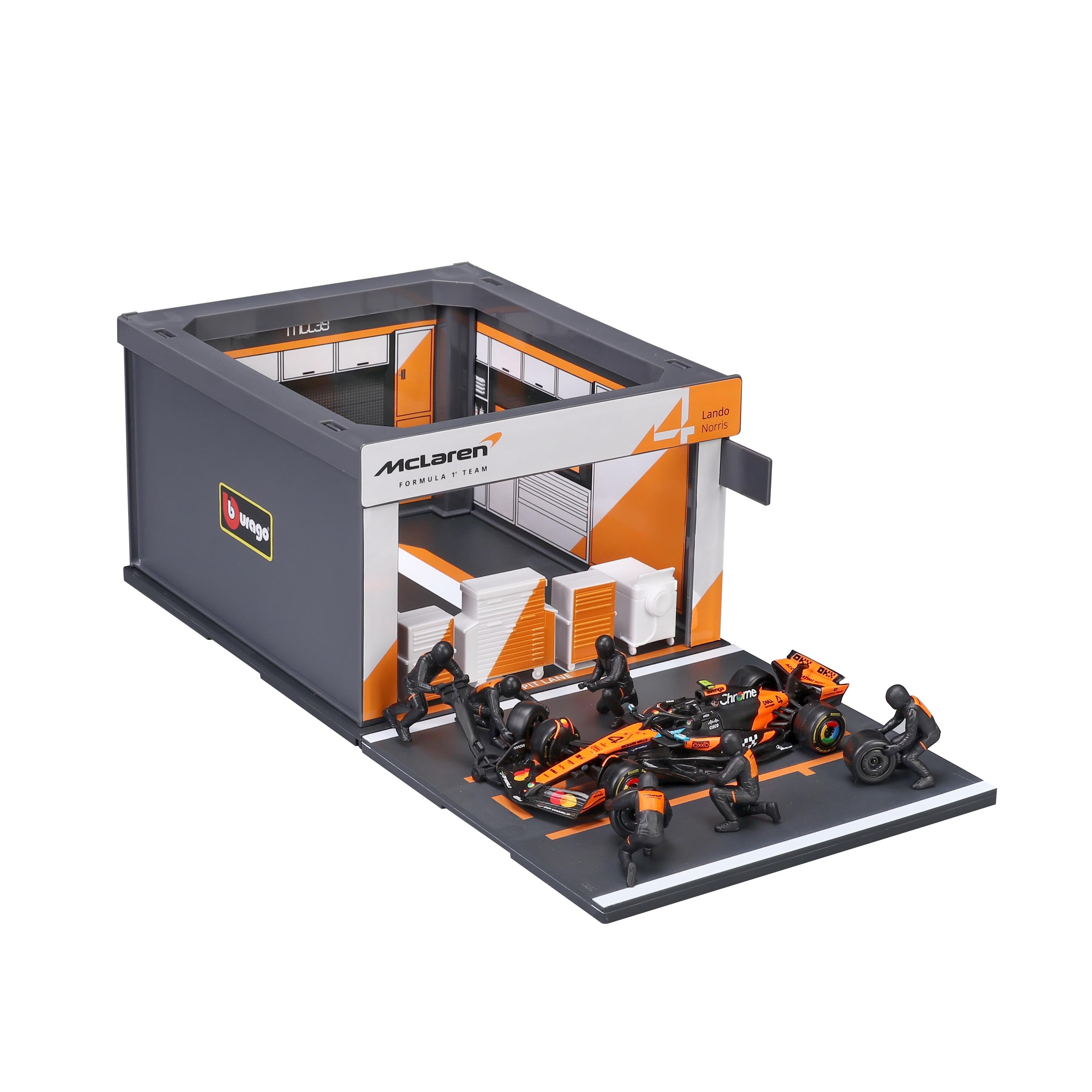 bburago-pit-stop-mclaren-mcl39-2025-4-norris-playset-diorama-f1-1-43 image 4