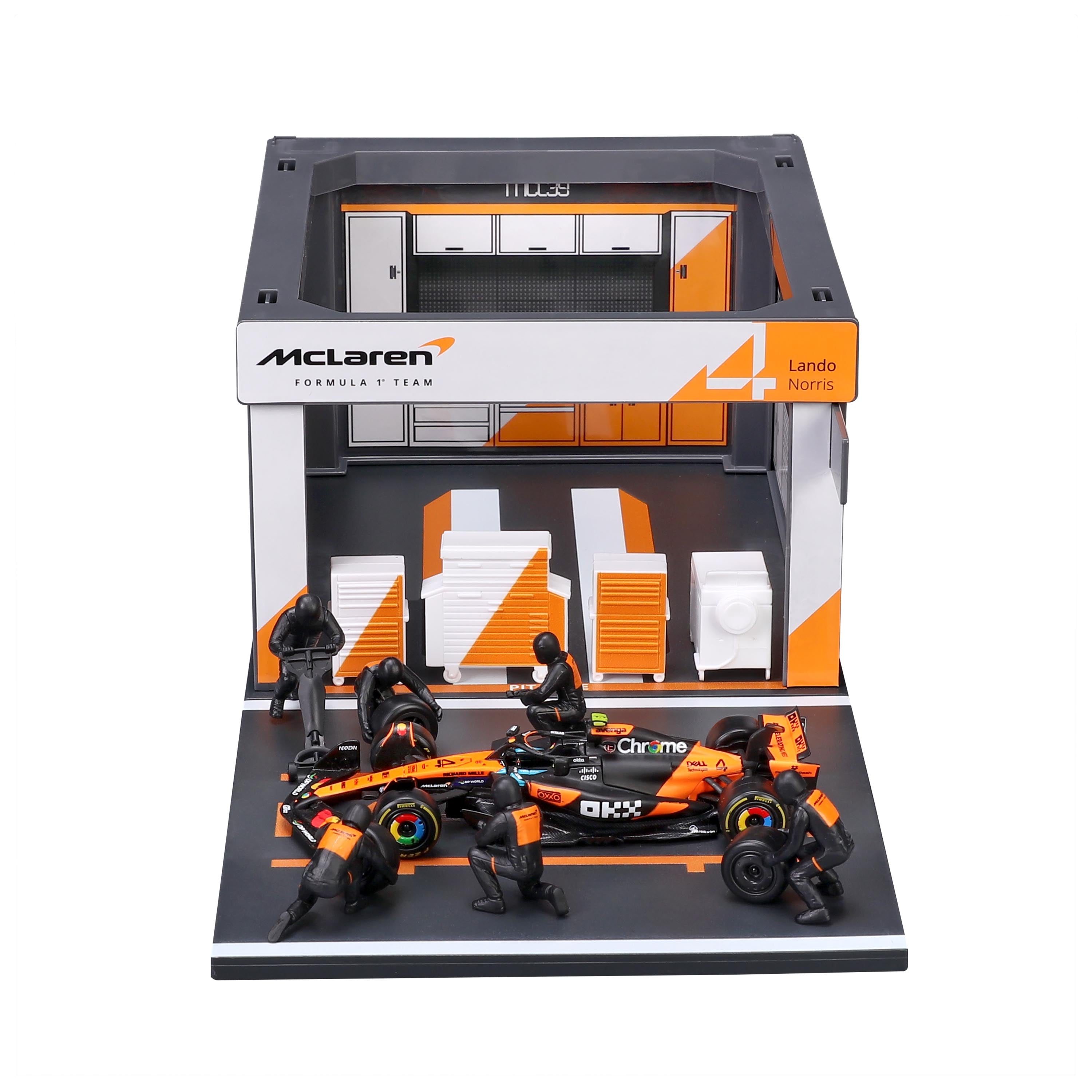 bburago-pit-stop-mclaren-mcl39-2025-4-norris-playset-diorama-f1-1-43 image 3