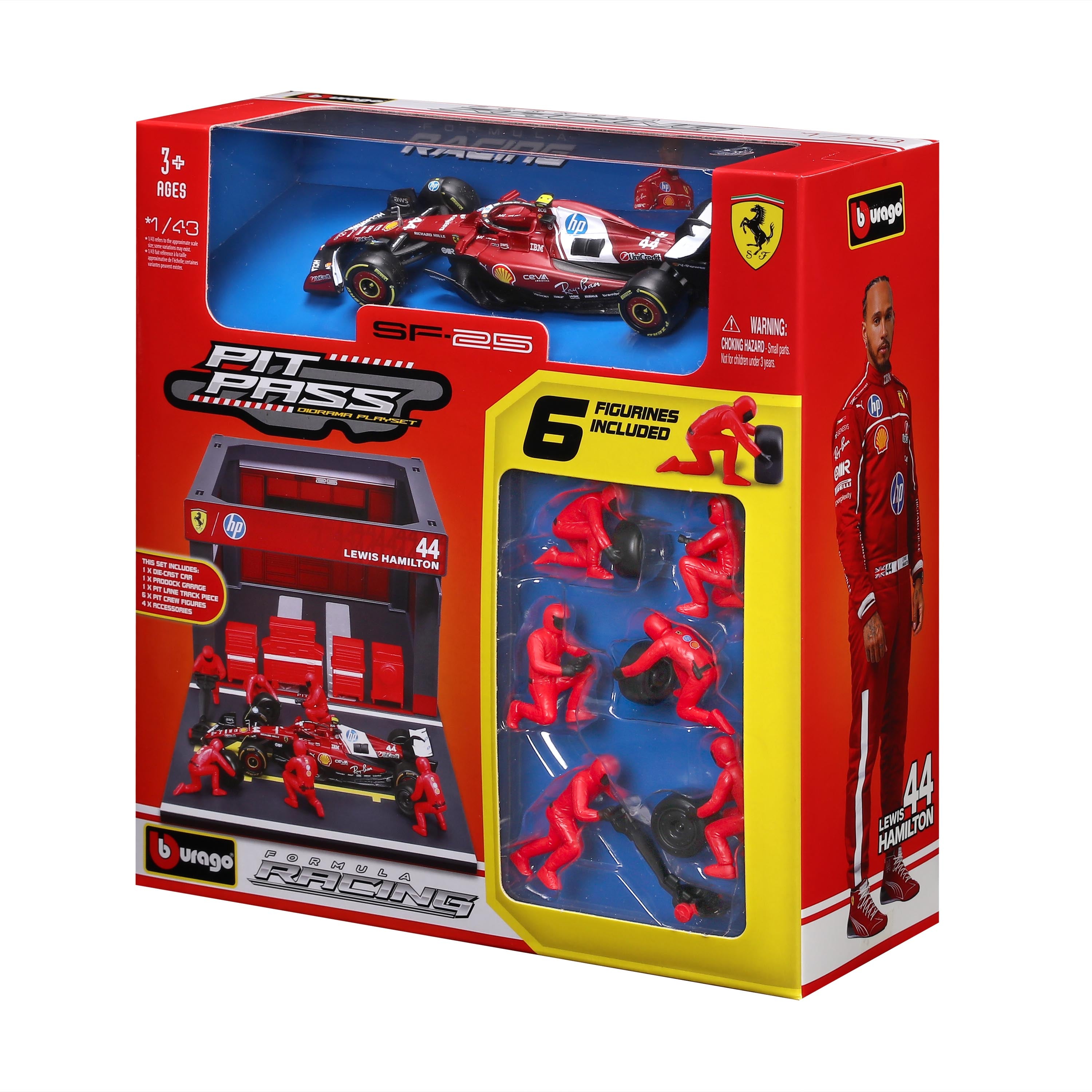 bburago-ferrari-sf-25-hamilton-44-pit-stop-playset-diorama-f1-1-43 image 6