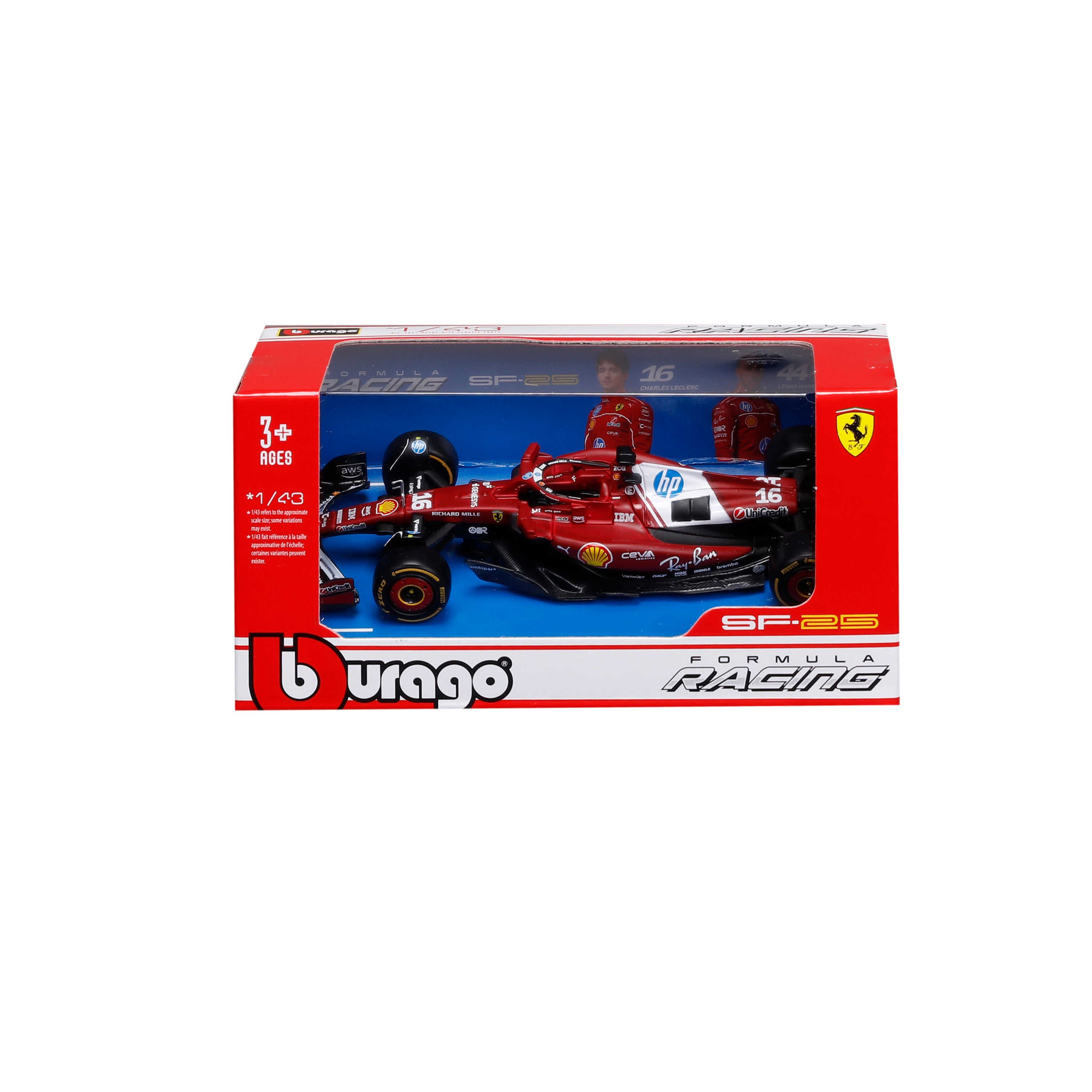 bburago-ferrari-sf-25-16-charles-leclerc-f1-2025-modellino-f1-miniature-diecast- image 2