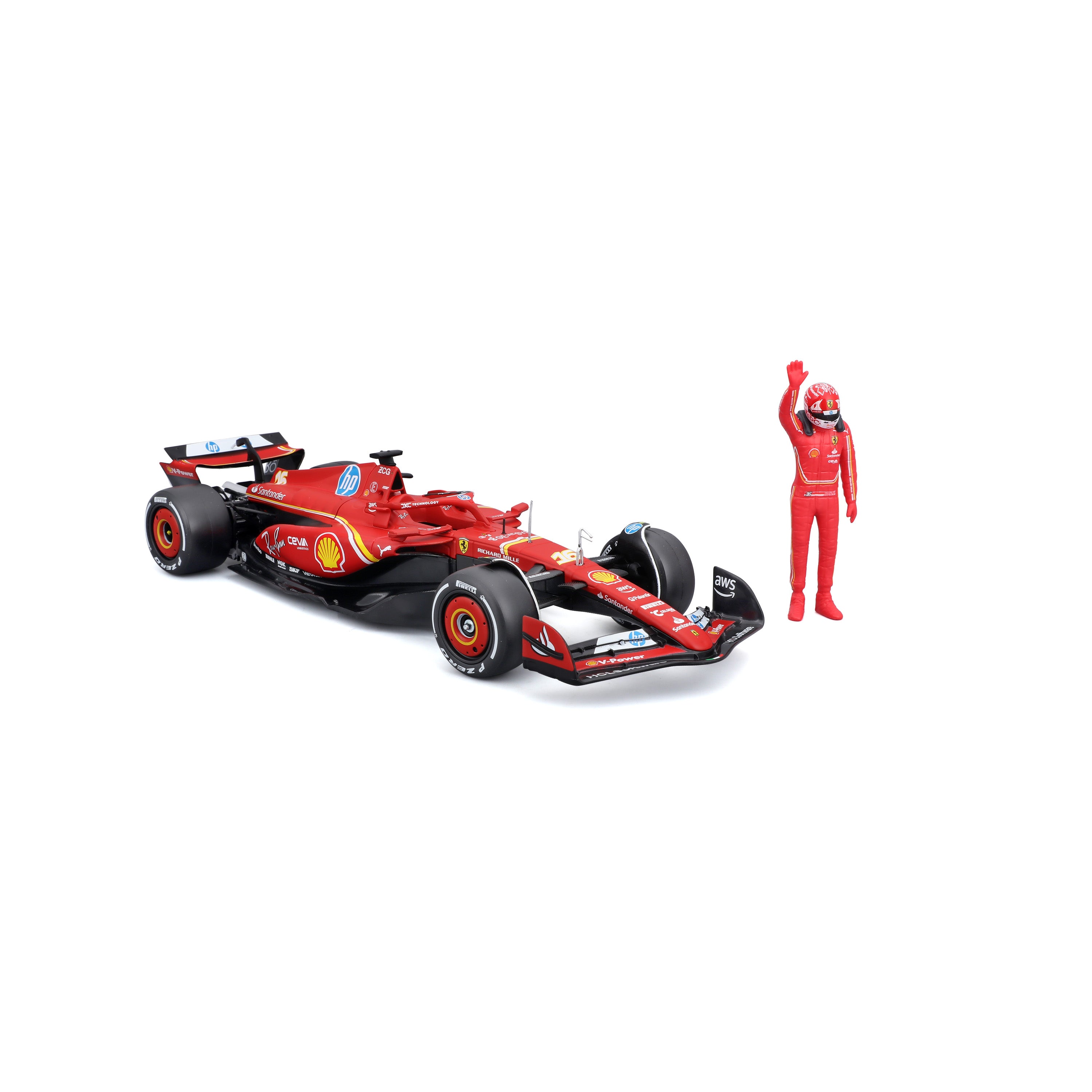 bburago-ferrari-sf-24-16-leclerc-1-24-avec-pilote-voiture-f1 image 6