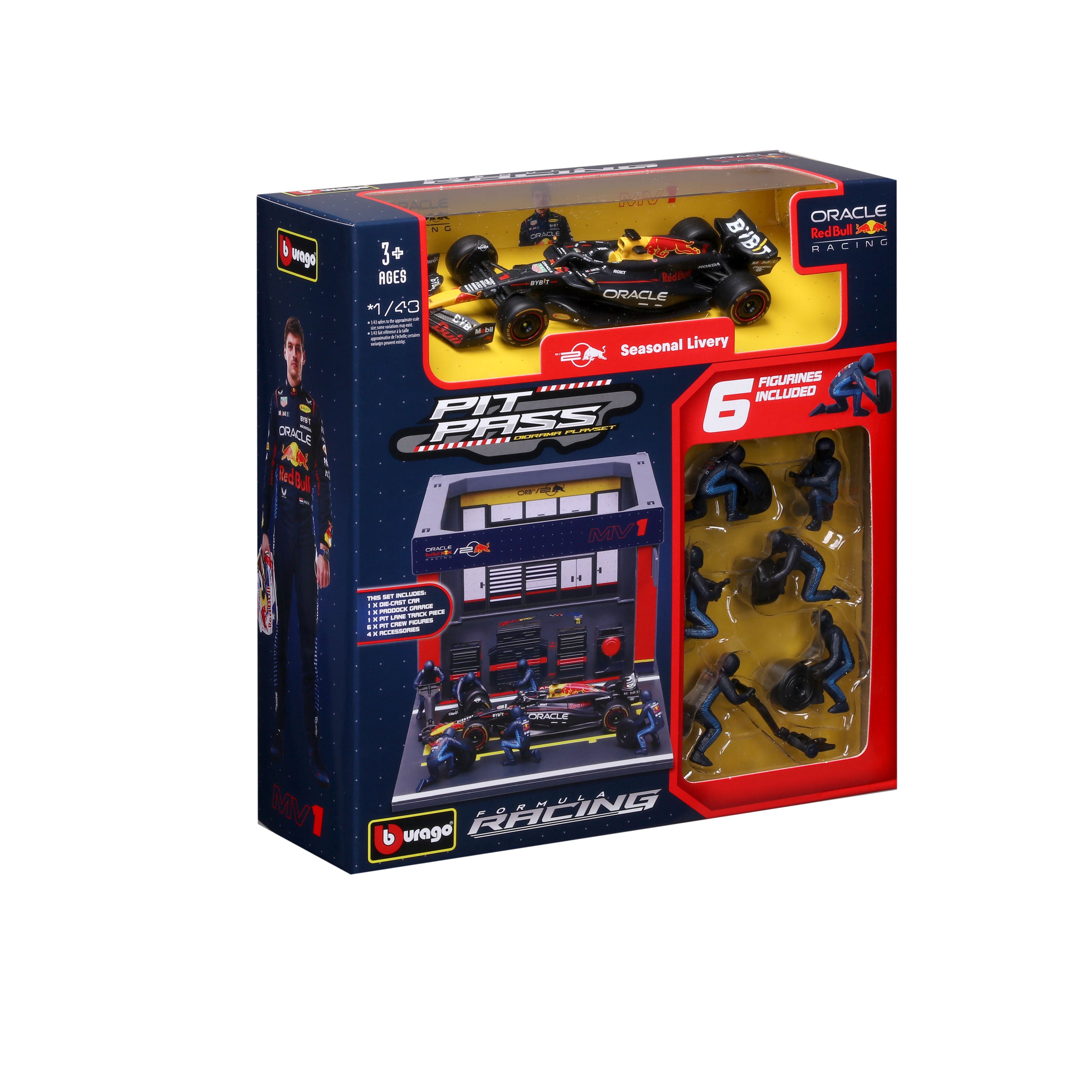 bburago-f1-red-bull-pit-stop-rb20-2024-1-max-verstappen-playset-diorama-1-43 image 2