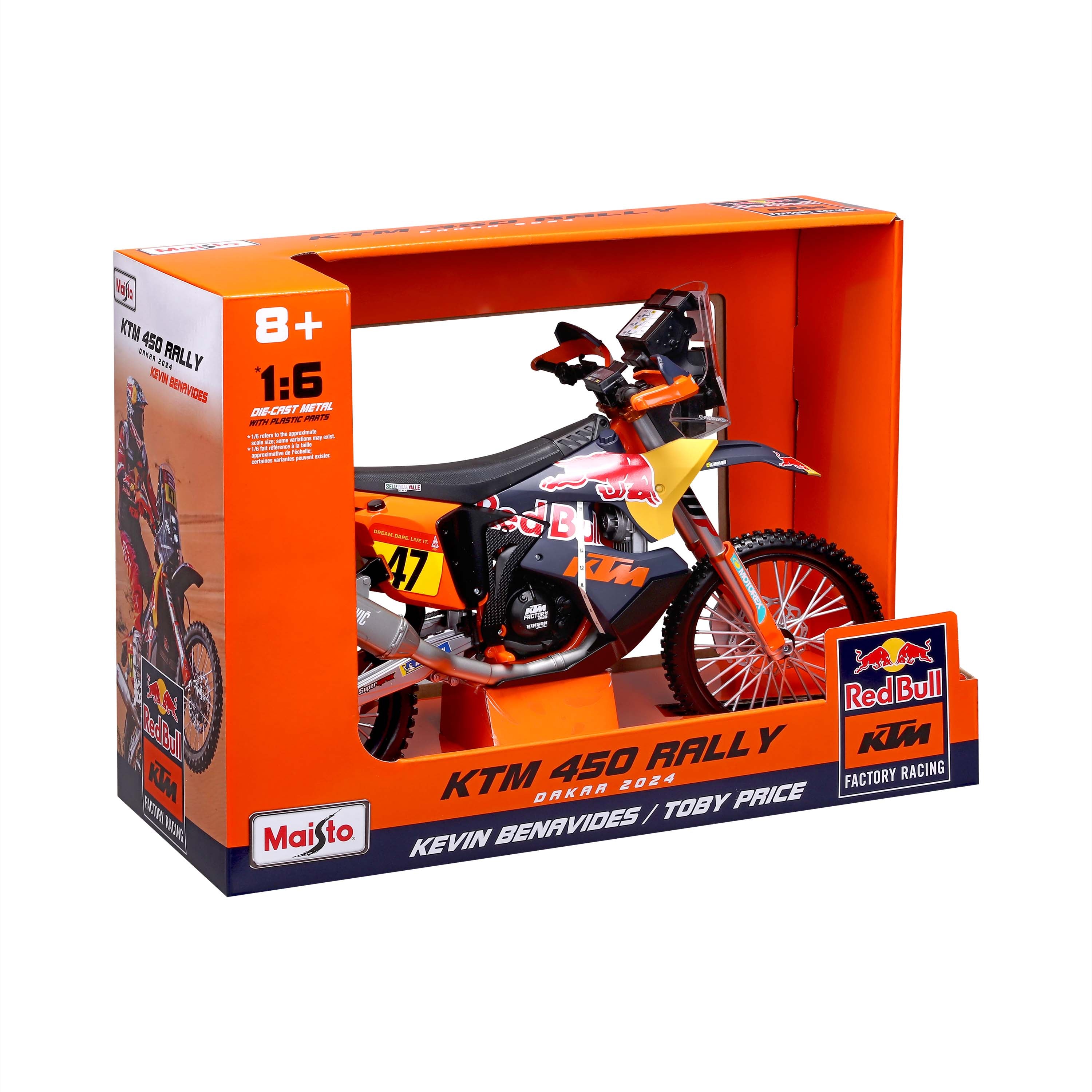 maisto-red-bull-ktm-450-rally-dakar-2024-1-6-moto-miniature image 4