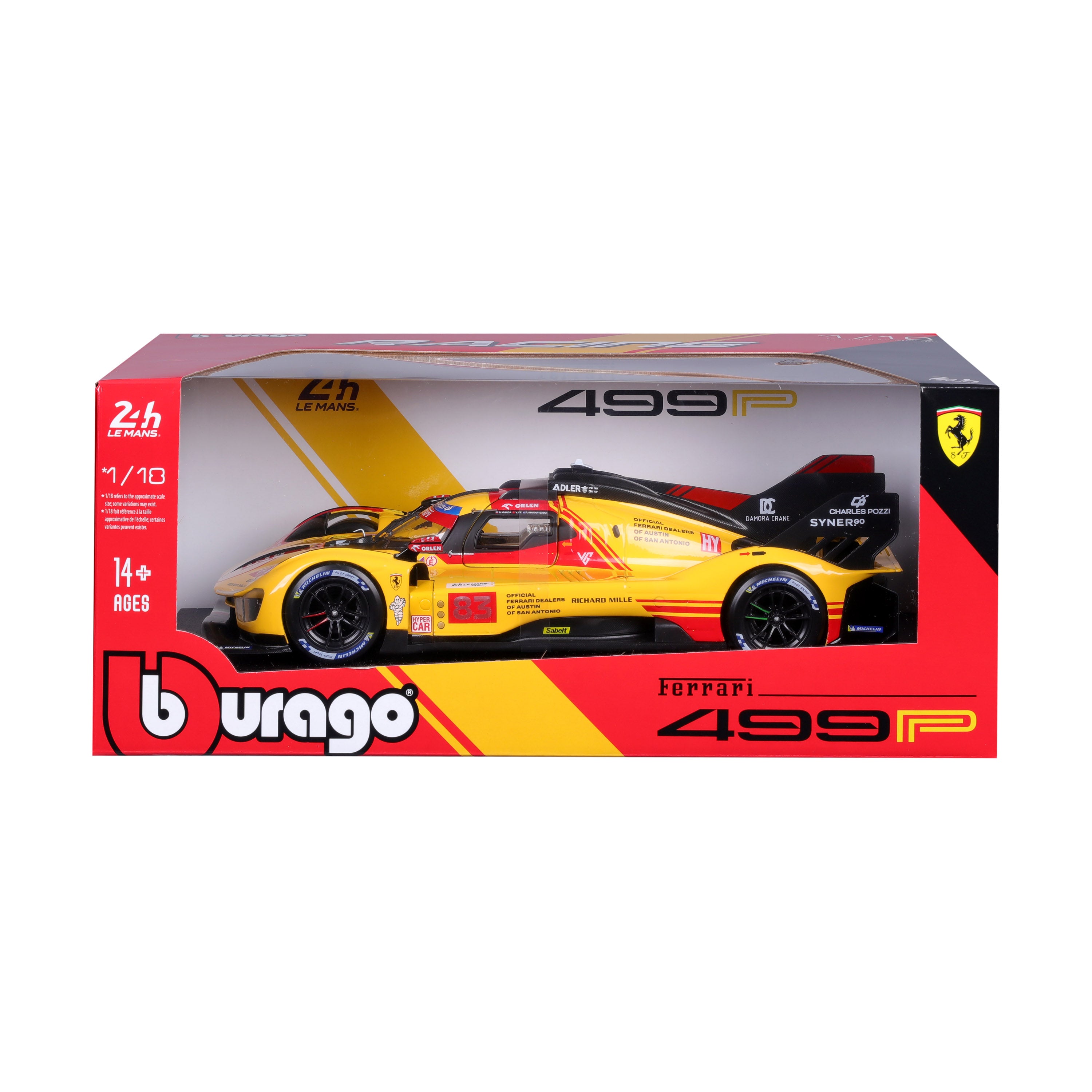 bburago-ferrari-499p-83-le-mans-2024-jaune-1-18-ouvrants image 2