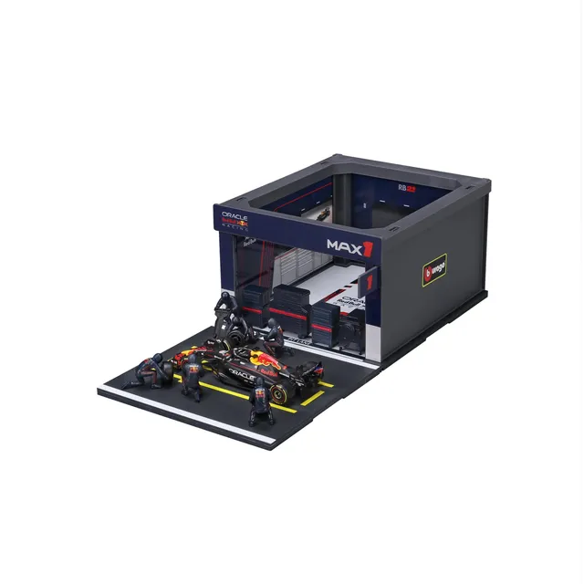 bburago-red-bull-rb21-1-verstappen-2025-playset-diorama-pit-stop-f1-1-43 image 1
