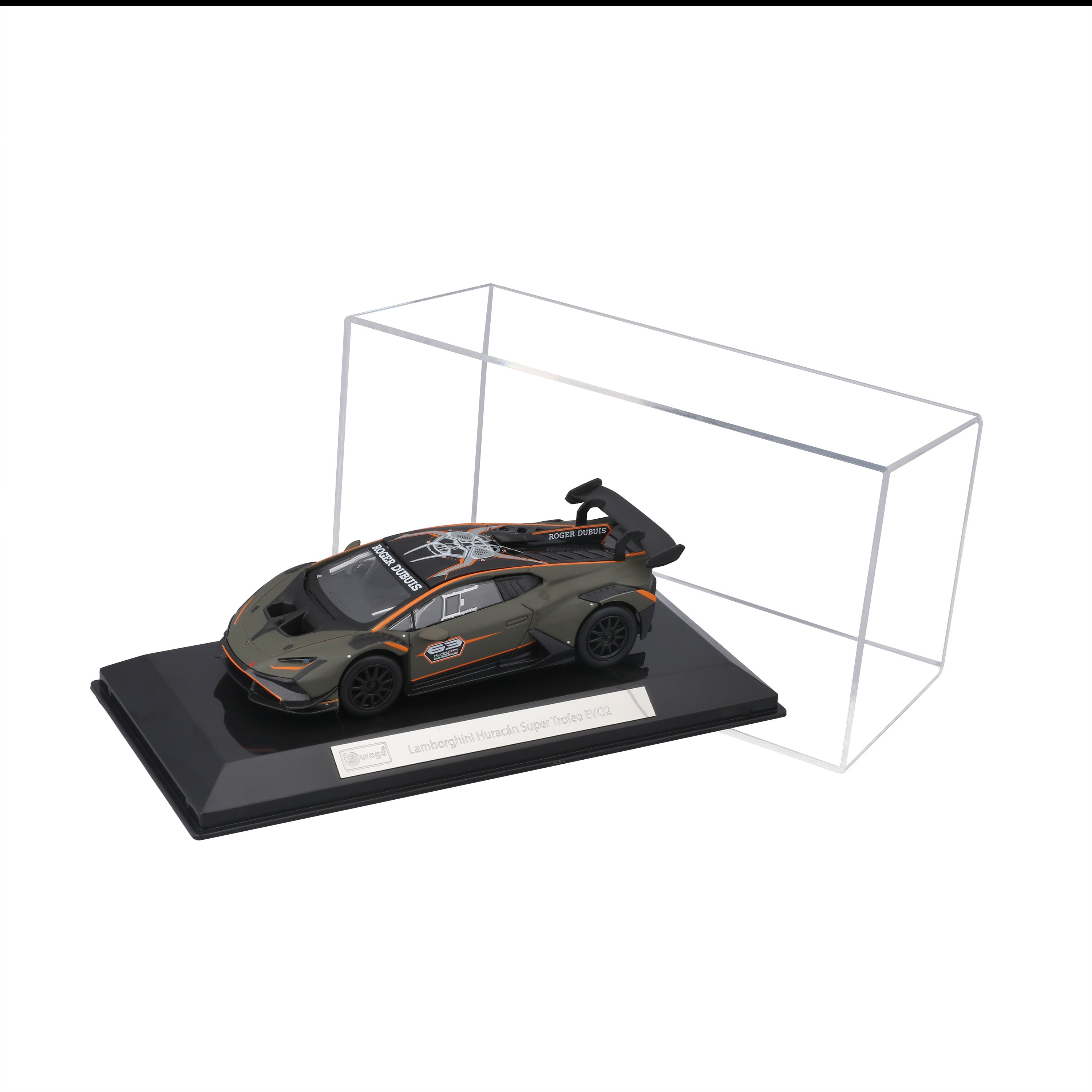 bburago-lamborghini-huracan-super-trofeo-evo2-1-43-vert-m-tallis-vitrine image 1