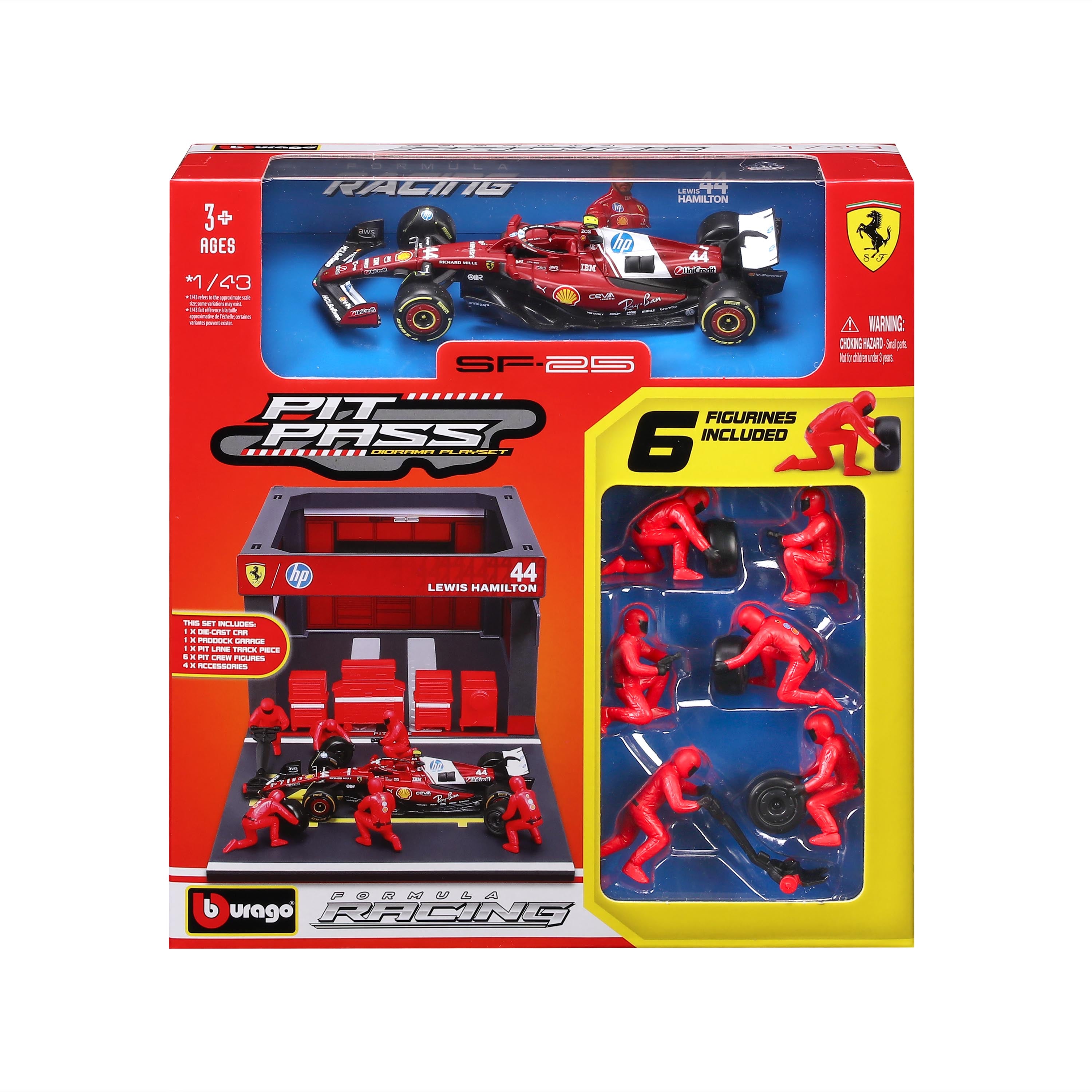 bburago-ferrari-sf-25-hamilton-44-pit-stop-playset-diorama-f1-1-43 image 5