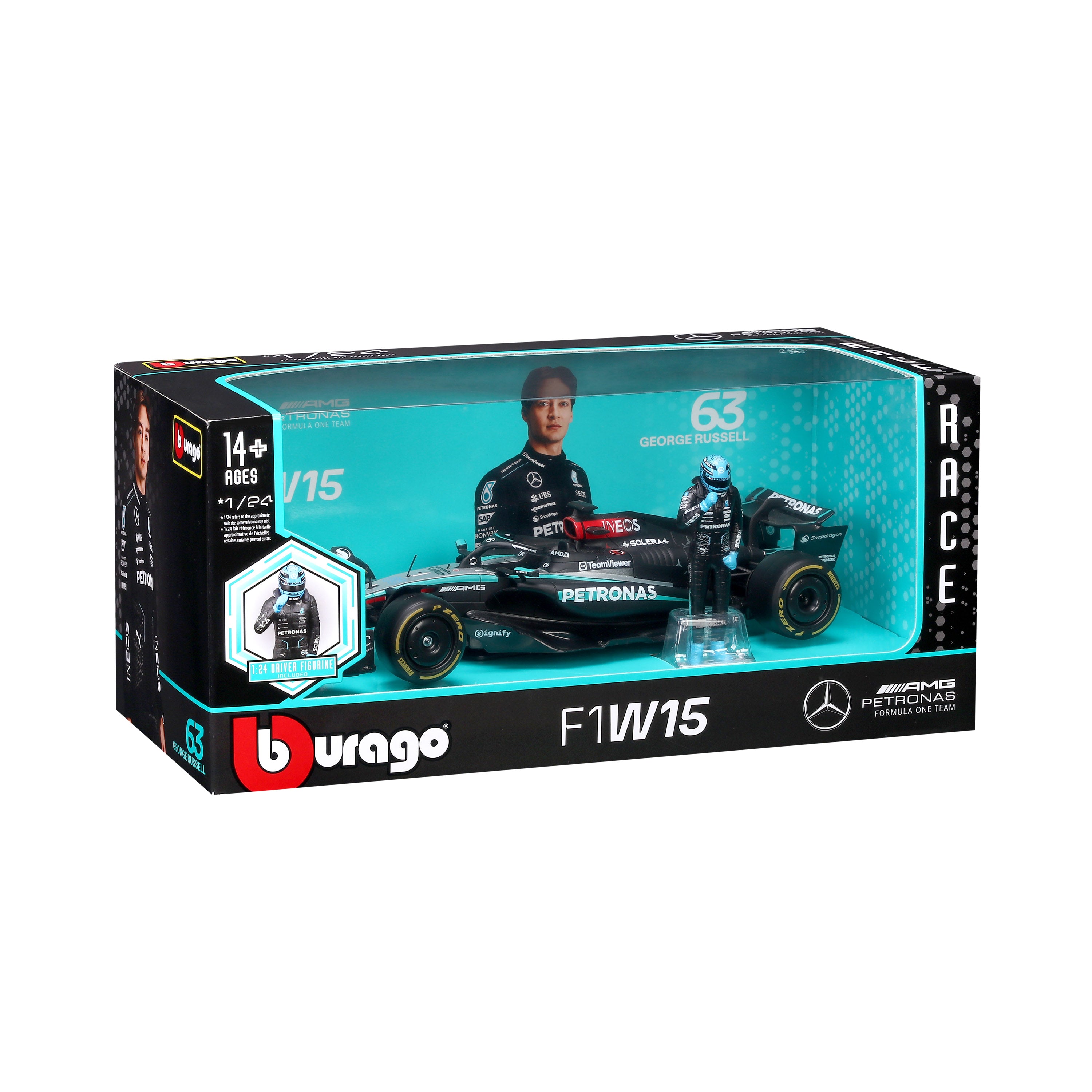 bburago-mercedes-amg-w15-e-performance-2024-63-russell-1-24-avec-pilote image 2